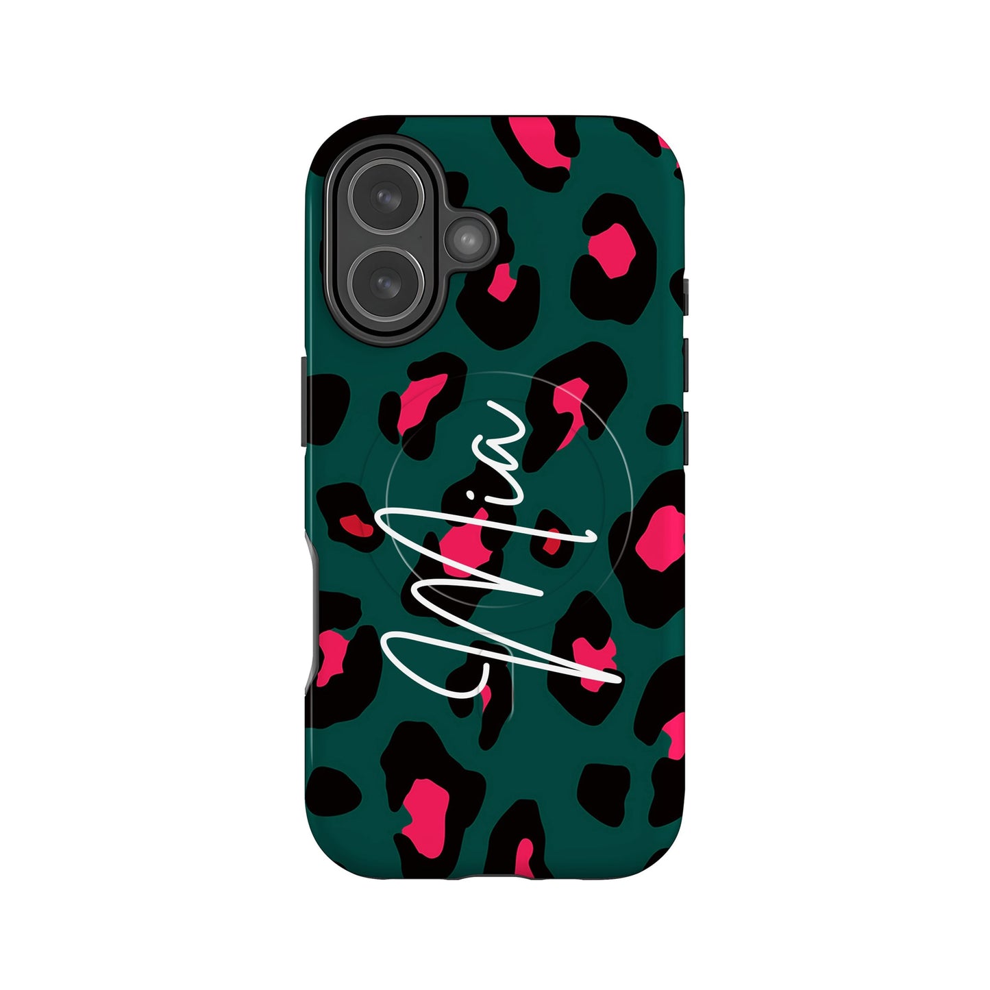 Forest Green Red Leopard Print Magsafe Case