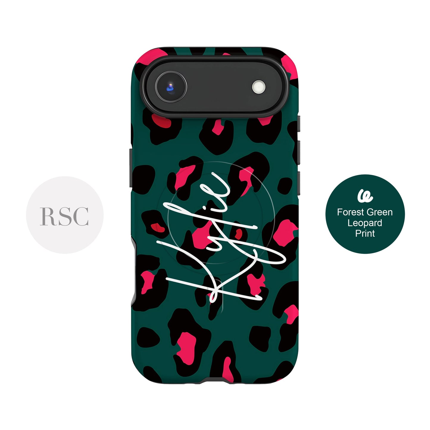 Forest Green Red Leopard Print Magsafe Case
