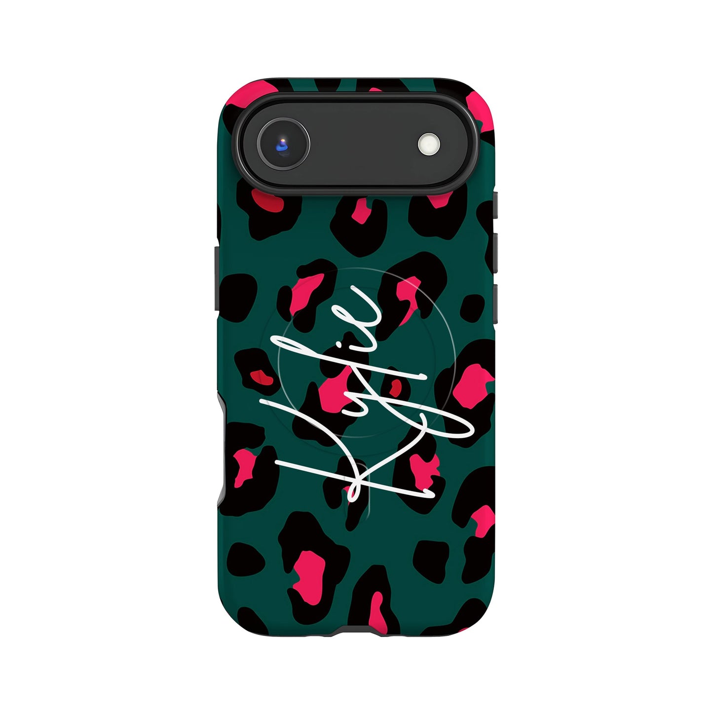 Forest Green Red Leopard Print Magsafe Case