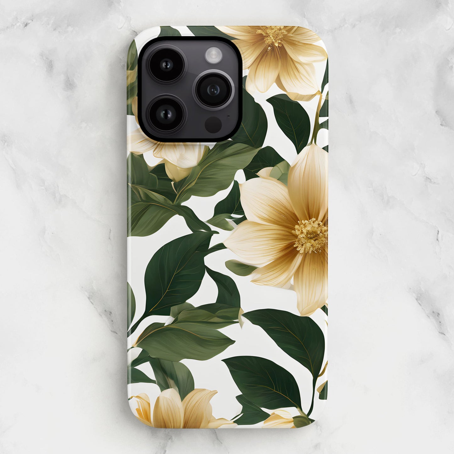 Gold and Green Floral Print Case Phone Case