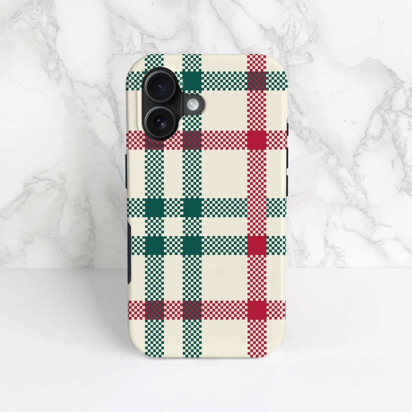 Green Red Plaid Pattern Phone Case iPhone 16 Phone Case
