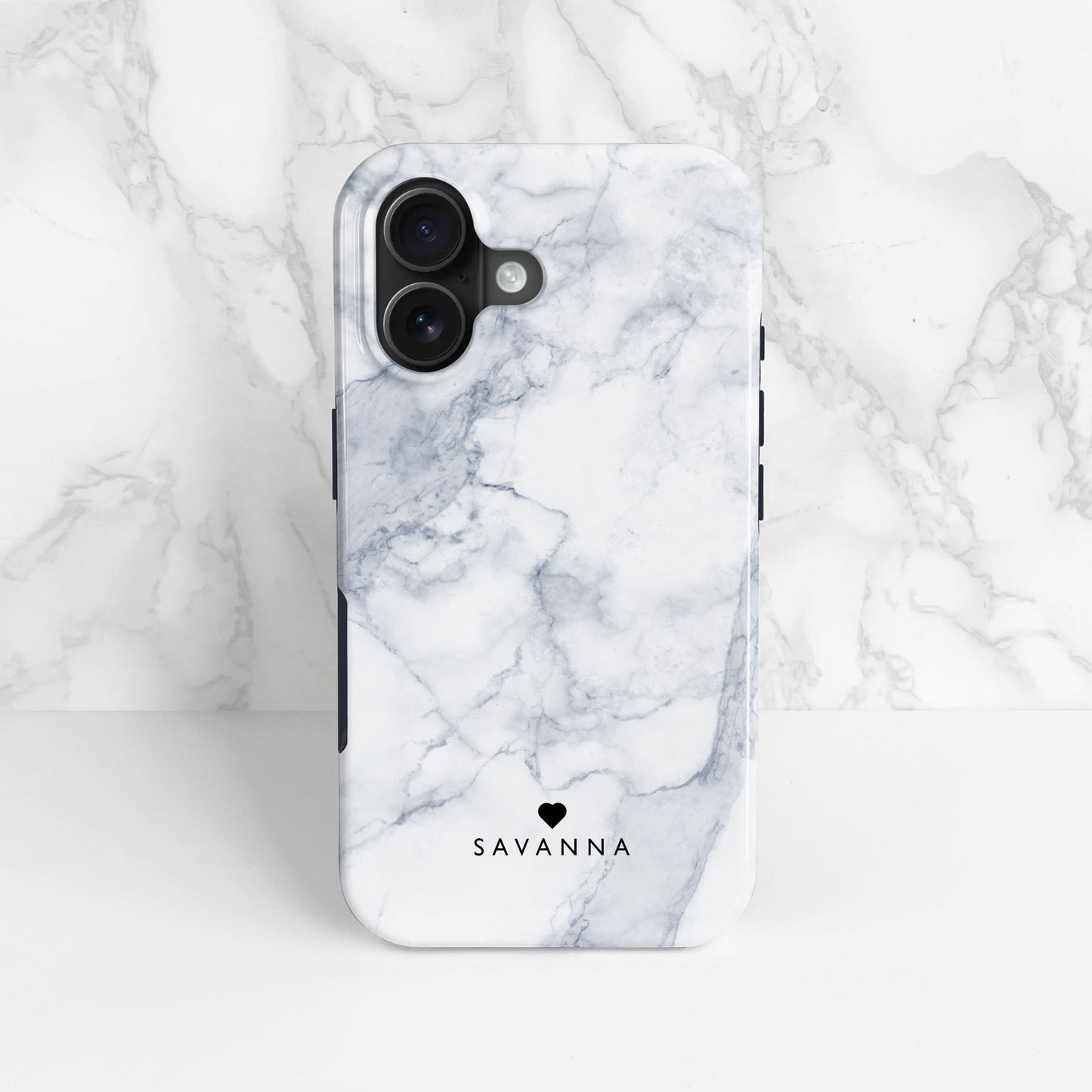 Personalised Text White Marble Magsafe Case iPhone 16 Phone Case