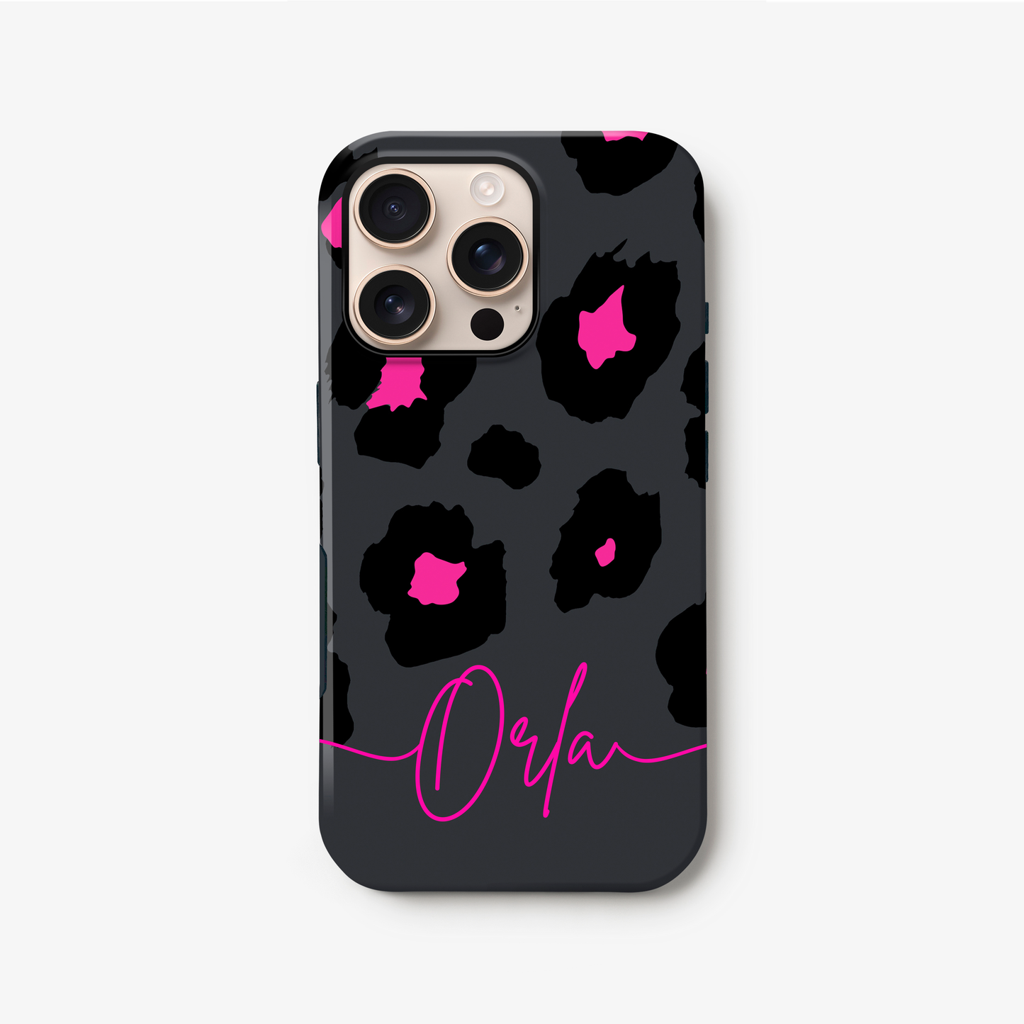 Pink Grey Leopard Print Case iPhone 16 Phone Case