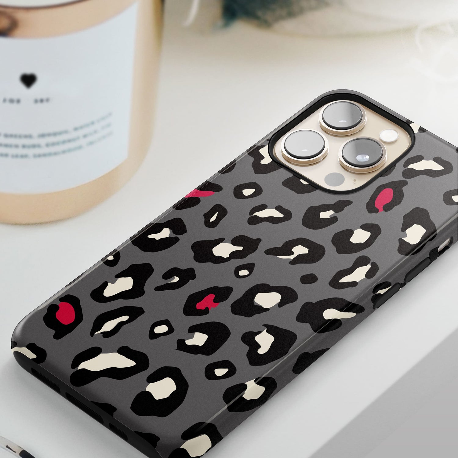 Red and Dark Grey Leopard Print Case  Phone Case