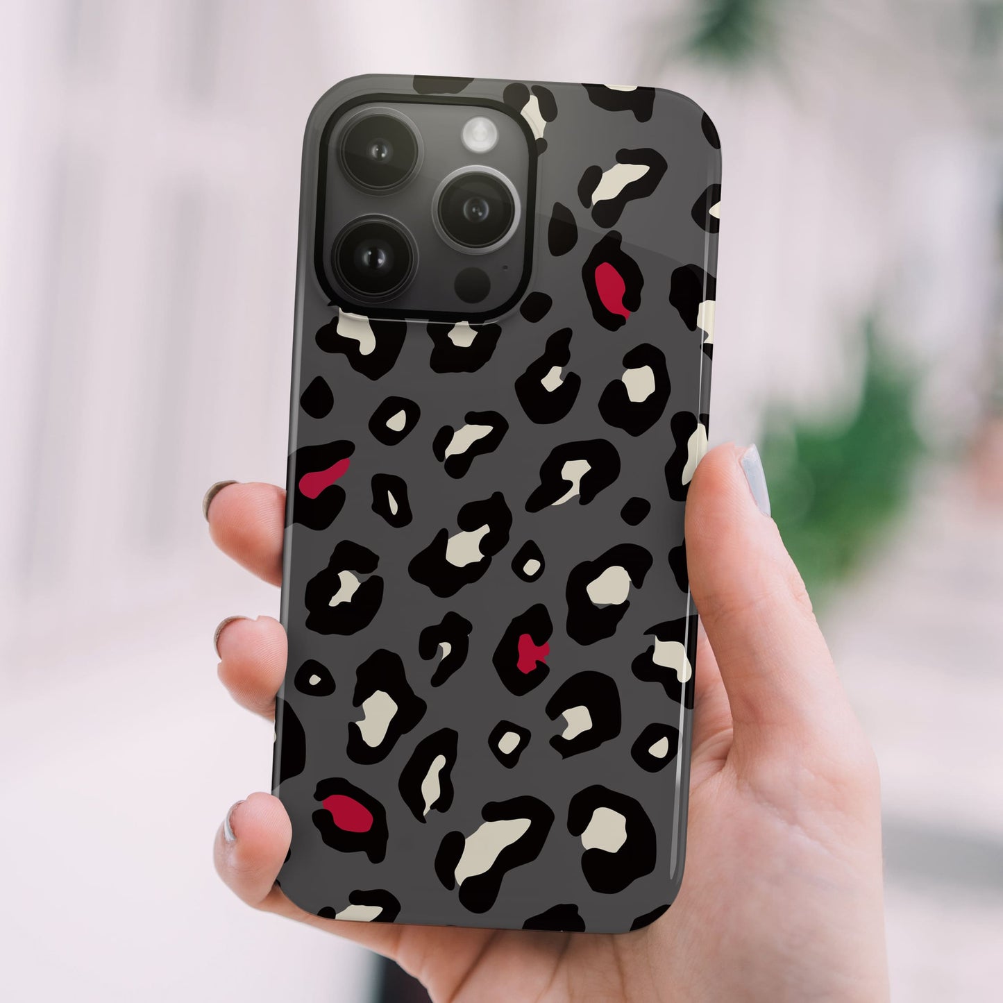 Red and Dark Grey Leopard Print Case  Phone Case