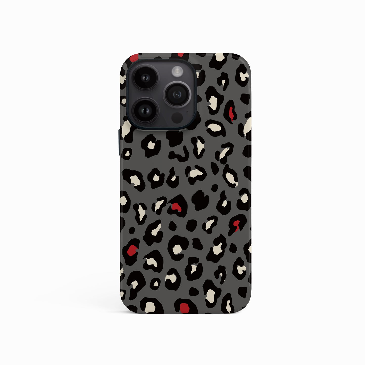 Red and Dark Grey Leopard Print Case iPhone 16 Phone Case