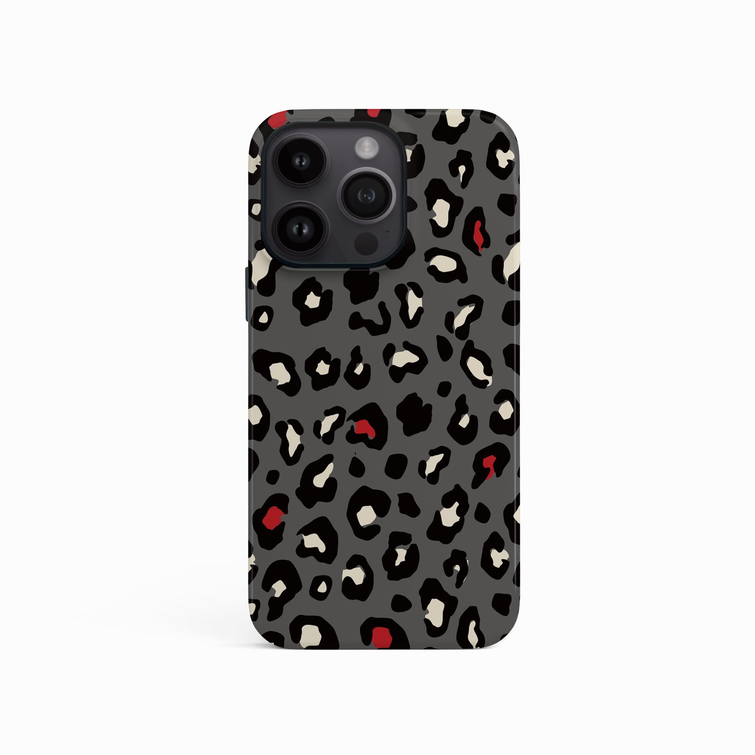Red and Dark Grey Leopard Print Case iPhone 16 Phone Case
