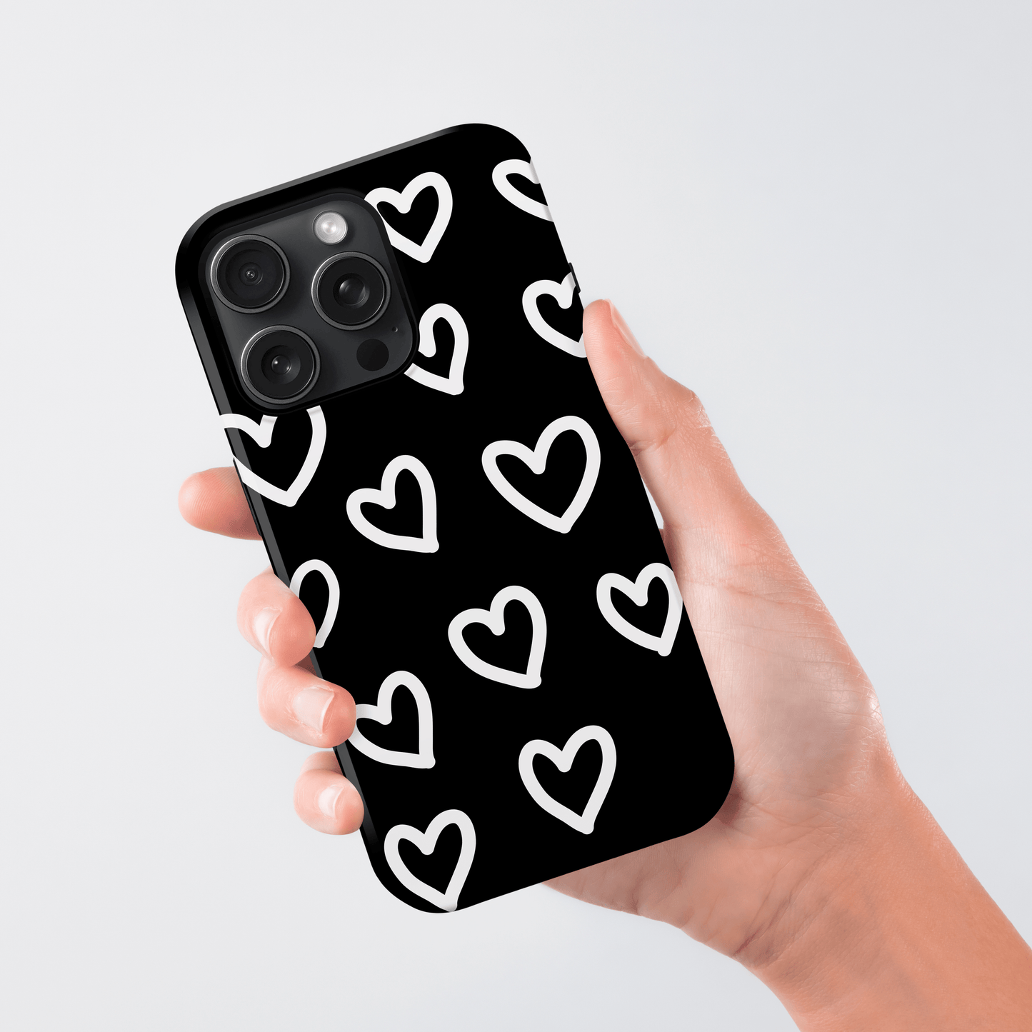 Black White Heart Doodle Case Phone Case
