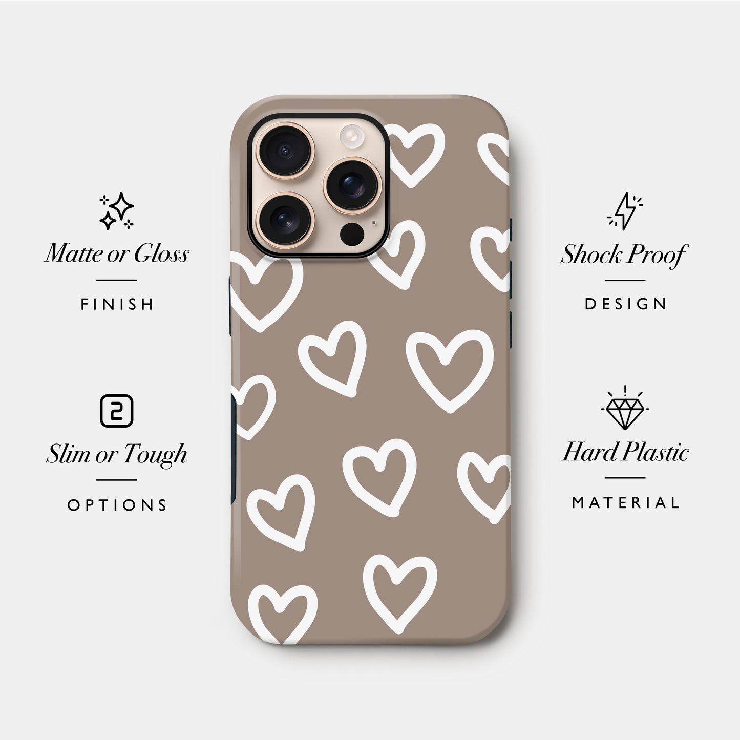 Neural Brown Heart Pattern Phone Case Phone Case
