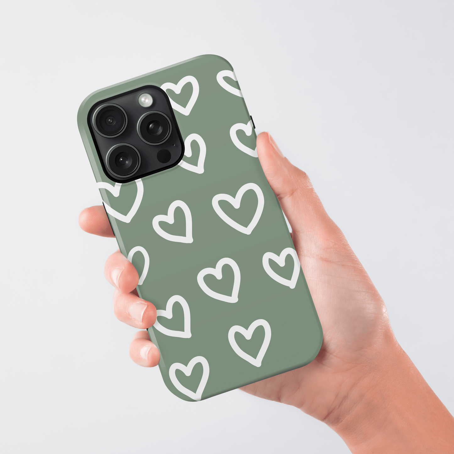 Personalised Olive Green Hearts Case Phone Case