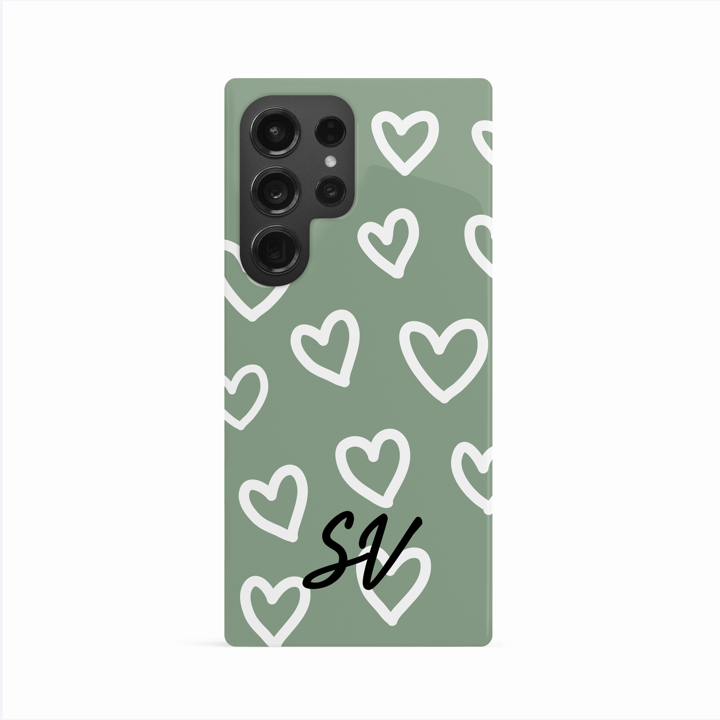 Personalised Olive Green Hearts Case Phone Case