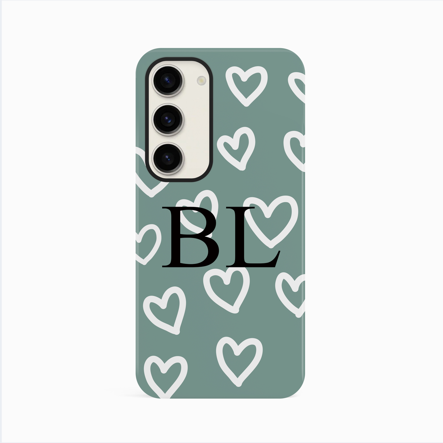 Teal Love Heart Pattern Custom Initials Case Phone Case