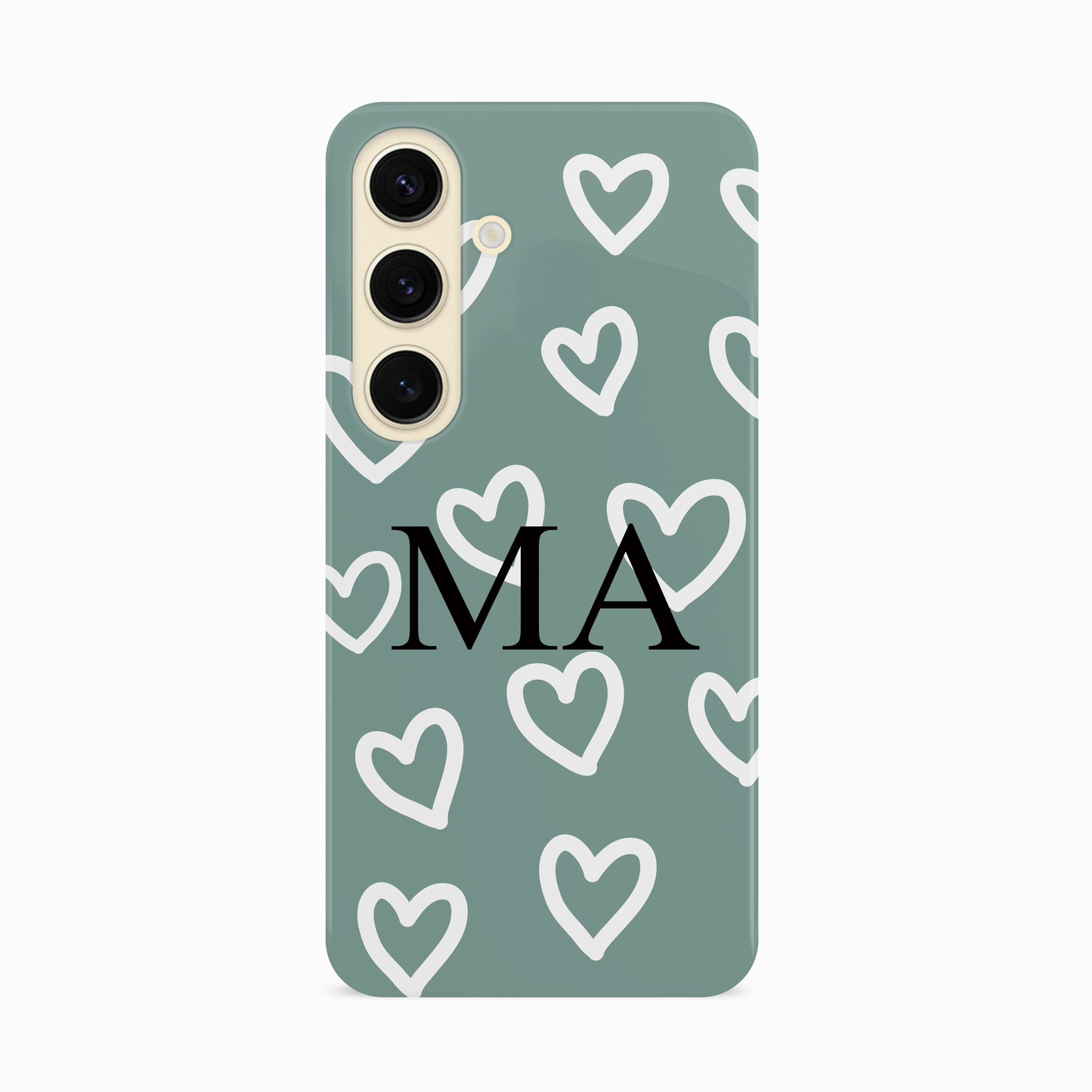 Teal Love Heart Pattern Custom Initials Case Phone Case