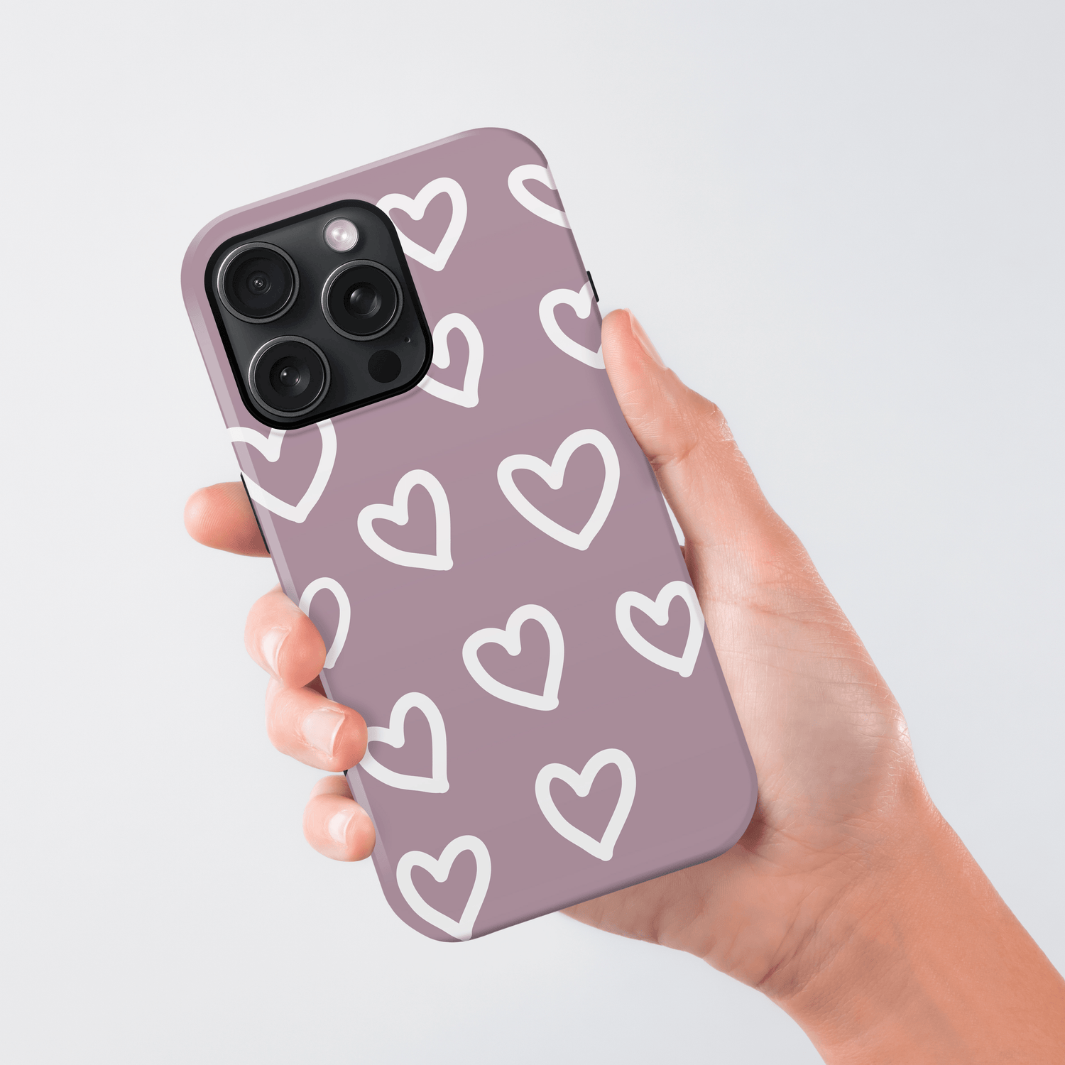 Personalised Plum Heart Doodle Pattern Case Phone Case