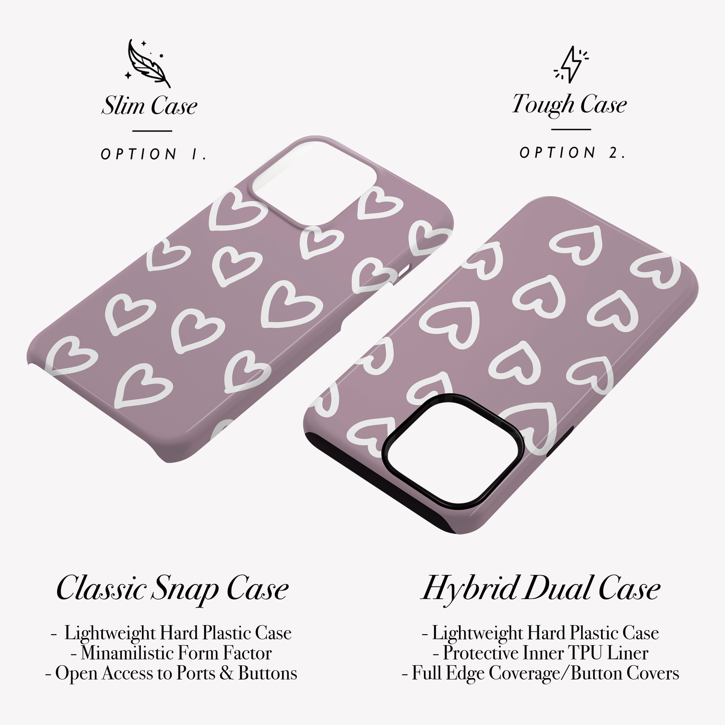 Personalised Plum Heart Doodle Pattern Case Phone Case