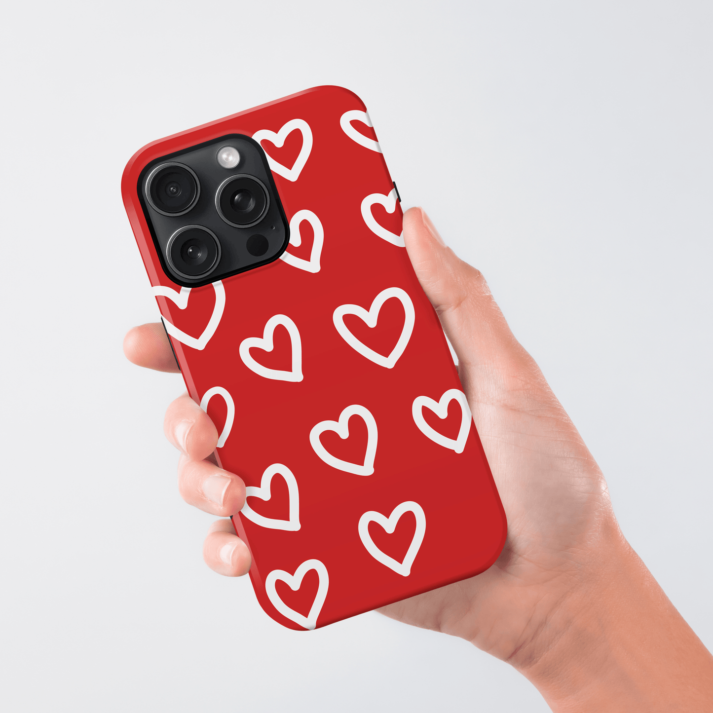 Personalised Red Heart Doodle Pattern Case Phone Case