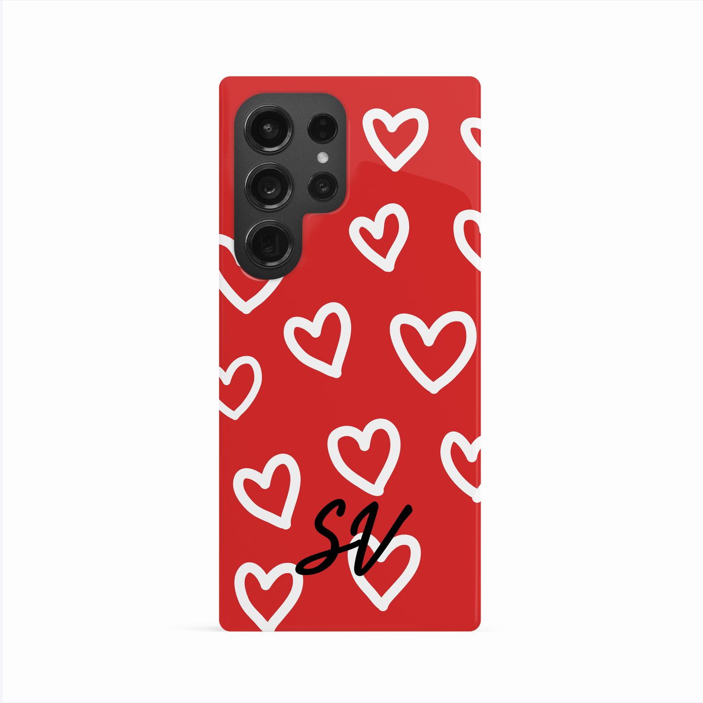 Personalised Red Heart Doodle Pattern Case Phone Case