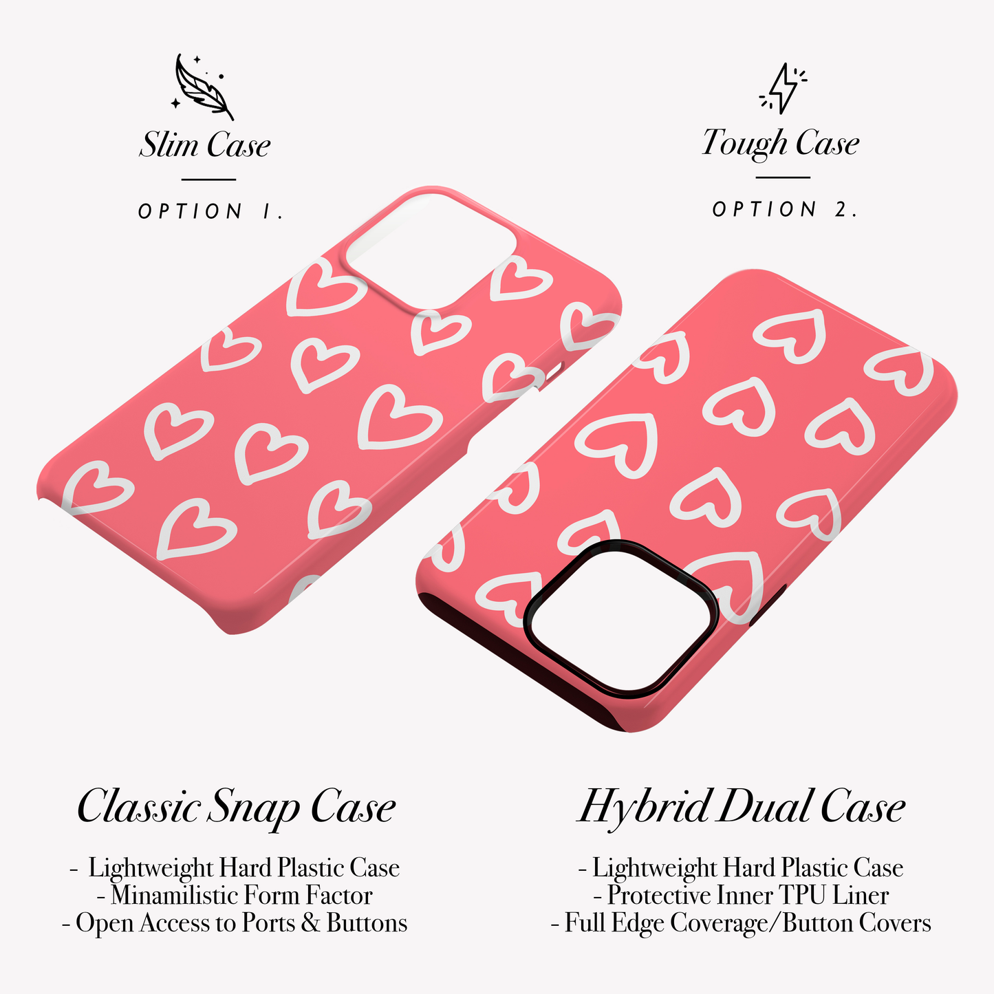 Personalised Coral Heart Pattern Case Phone Case