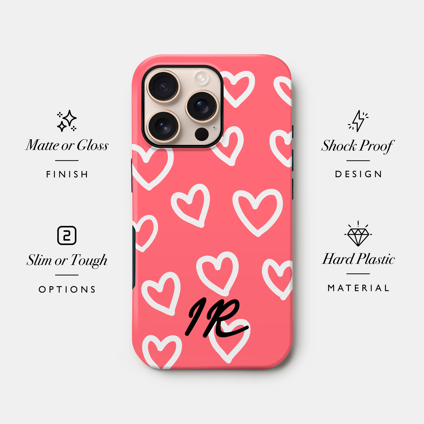 Personalised Coral Heart Pattern Case Phone Case