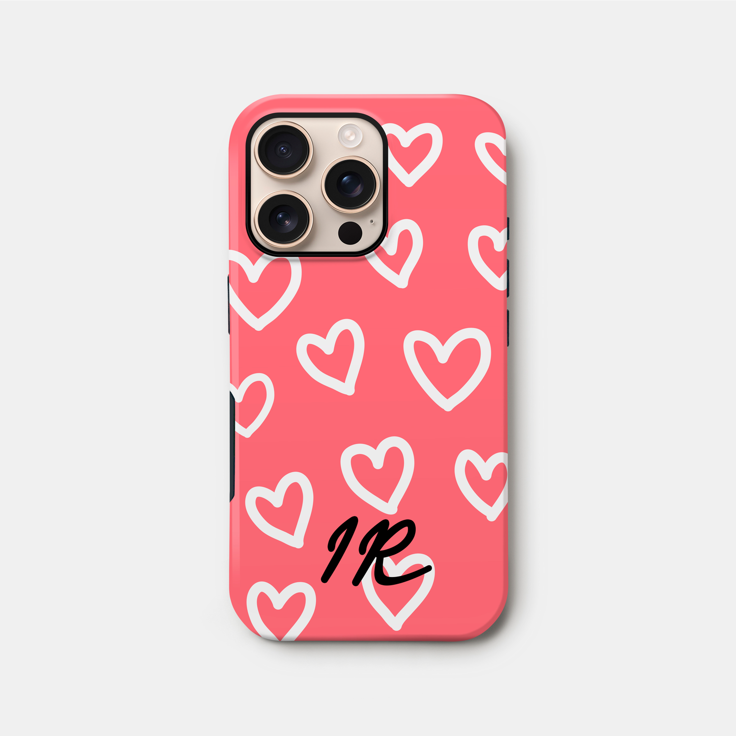 Personalised Coral Heart Pattern Case iPhone 16 Phone Case