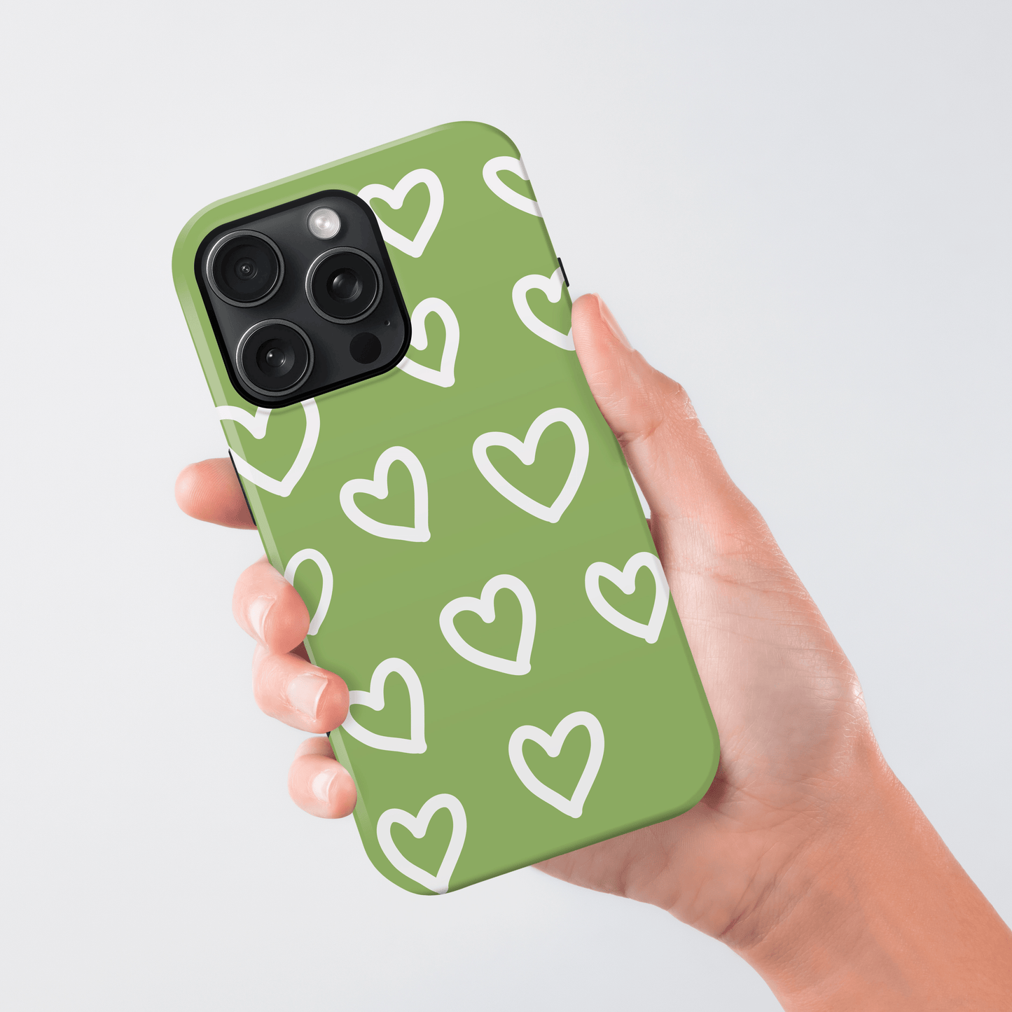 Personalised Green Heart Pattern Case Phone Case
