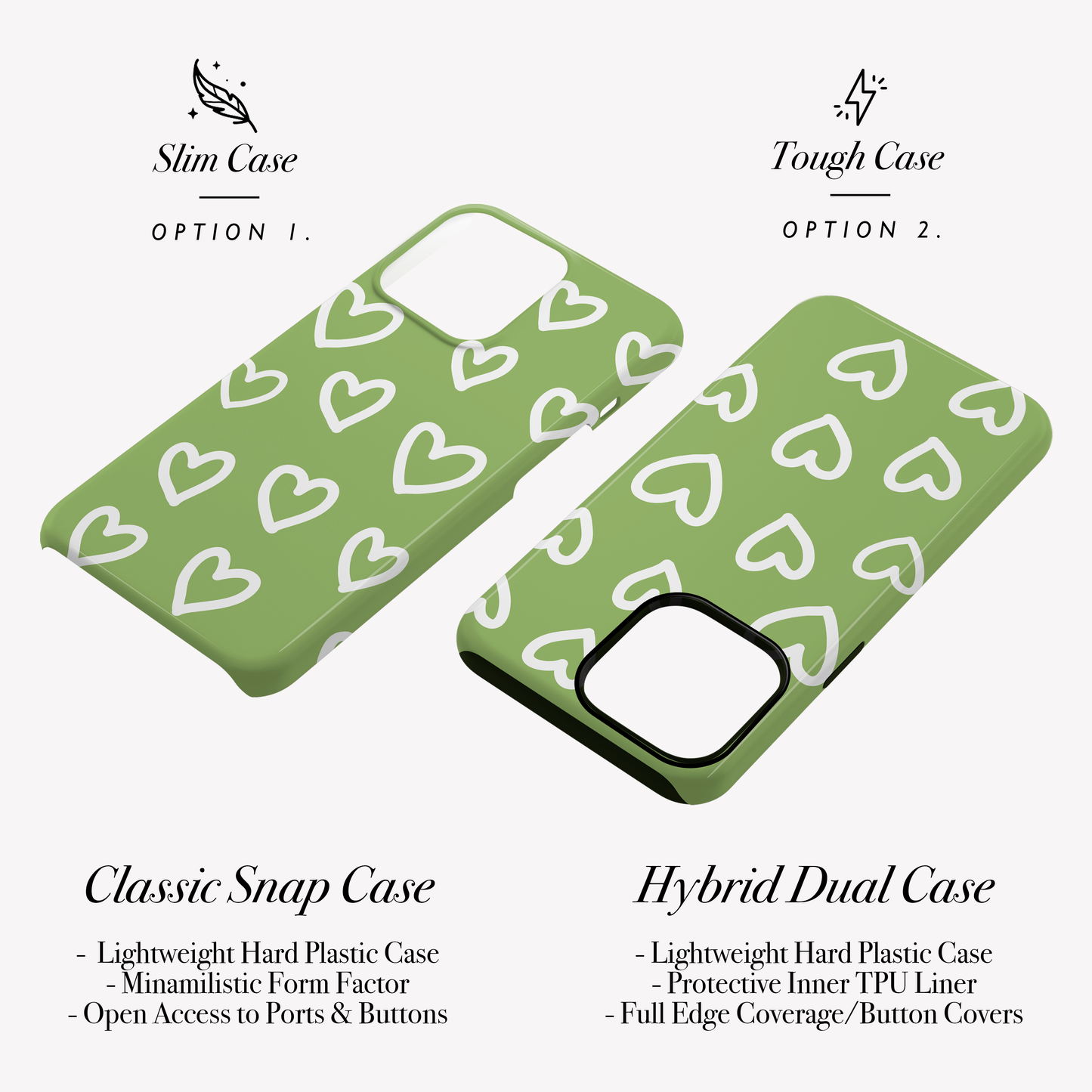Personalised Green Heart Pattern Case Phone Case
