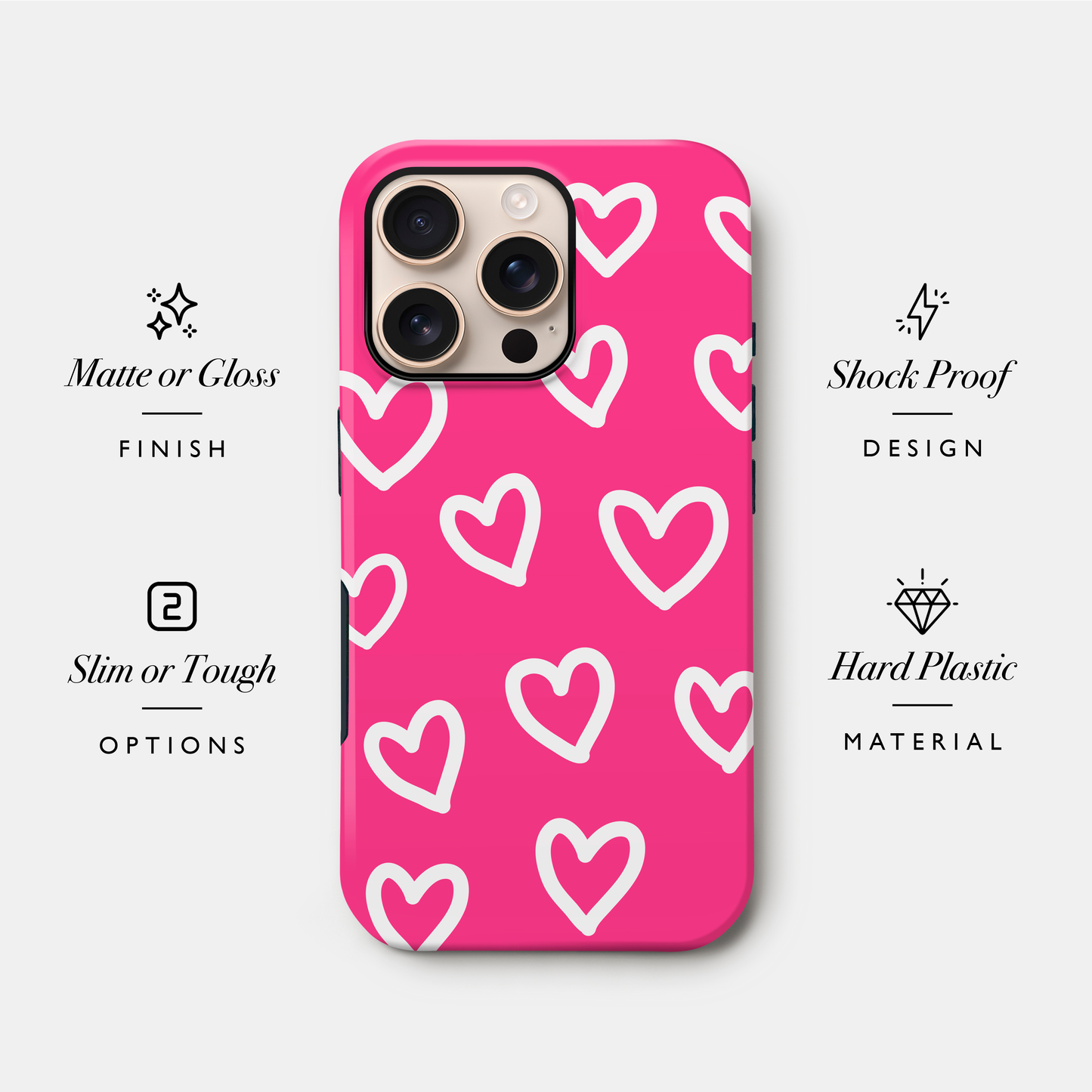 Hot Pink Heart Doodle Case Phone Case