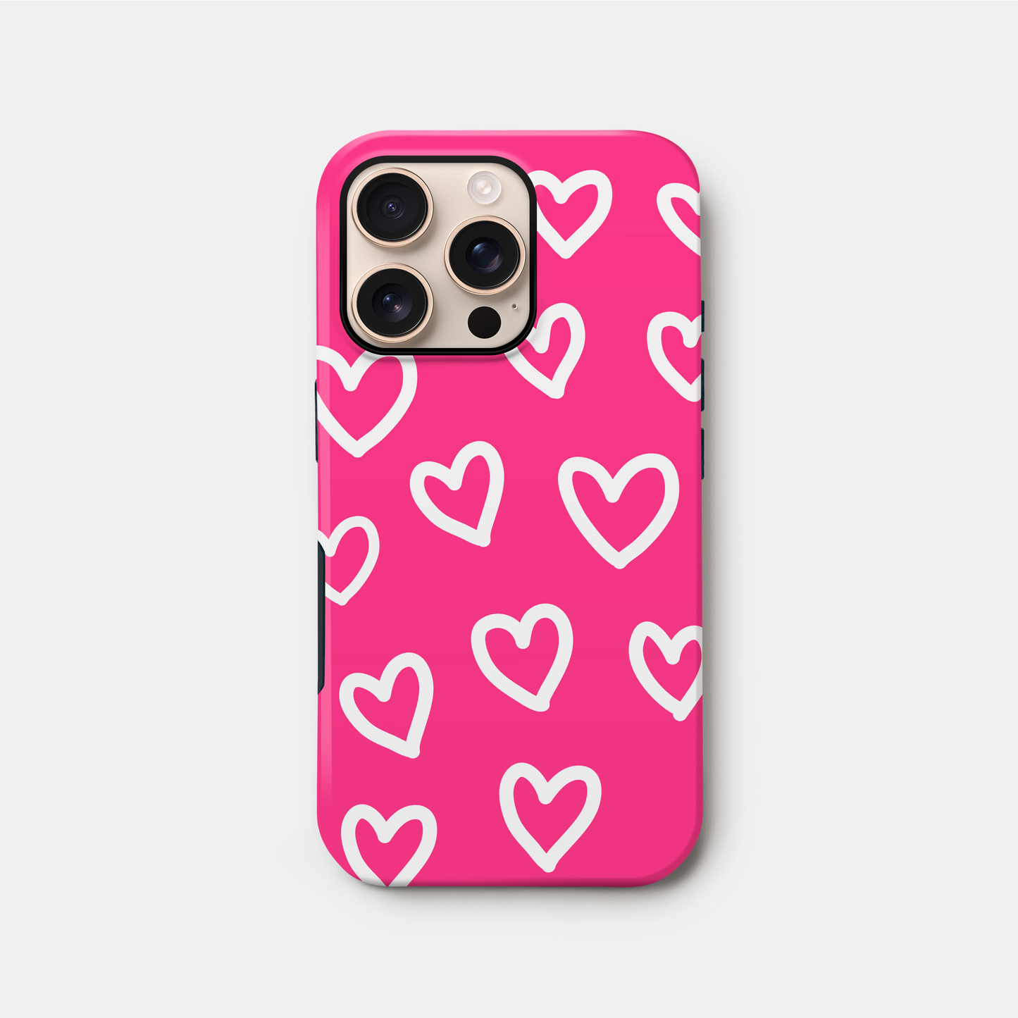 Hot Pink Heart Doodle Case iPhone 16 Phone Case