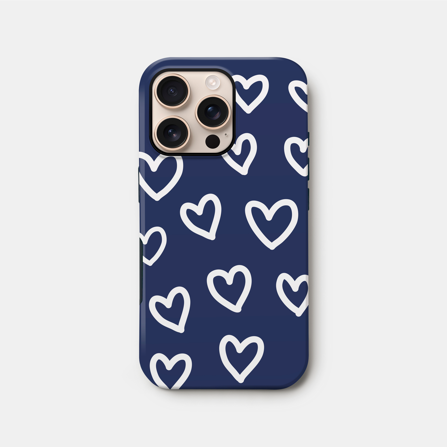 Navy Blue Heart Pattern Case iPhone 16 Phone Case