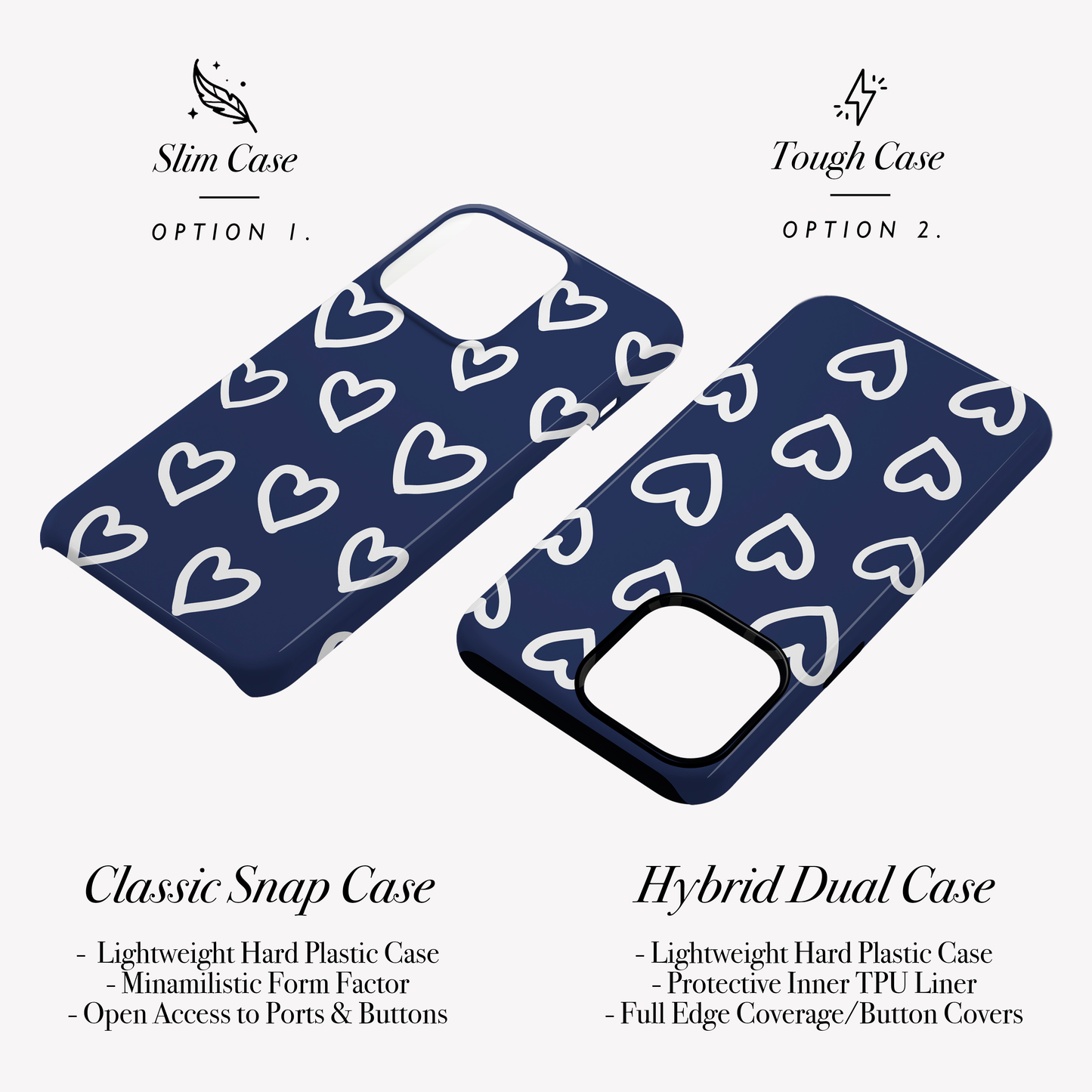 Navy Blue Heart Pattern Case Phone Case