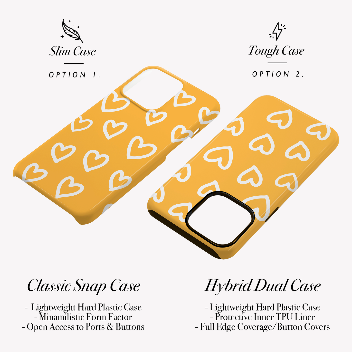Personalised Yellow Heart Pattern Case Phone Case