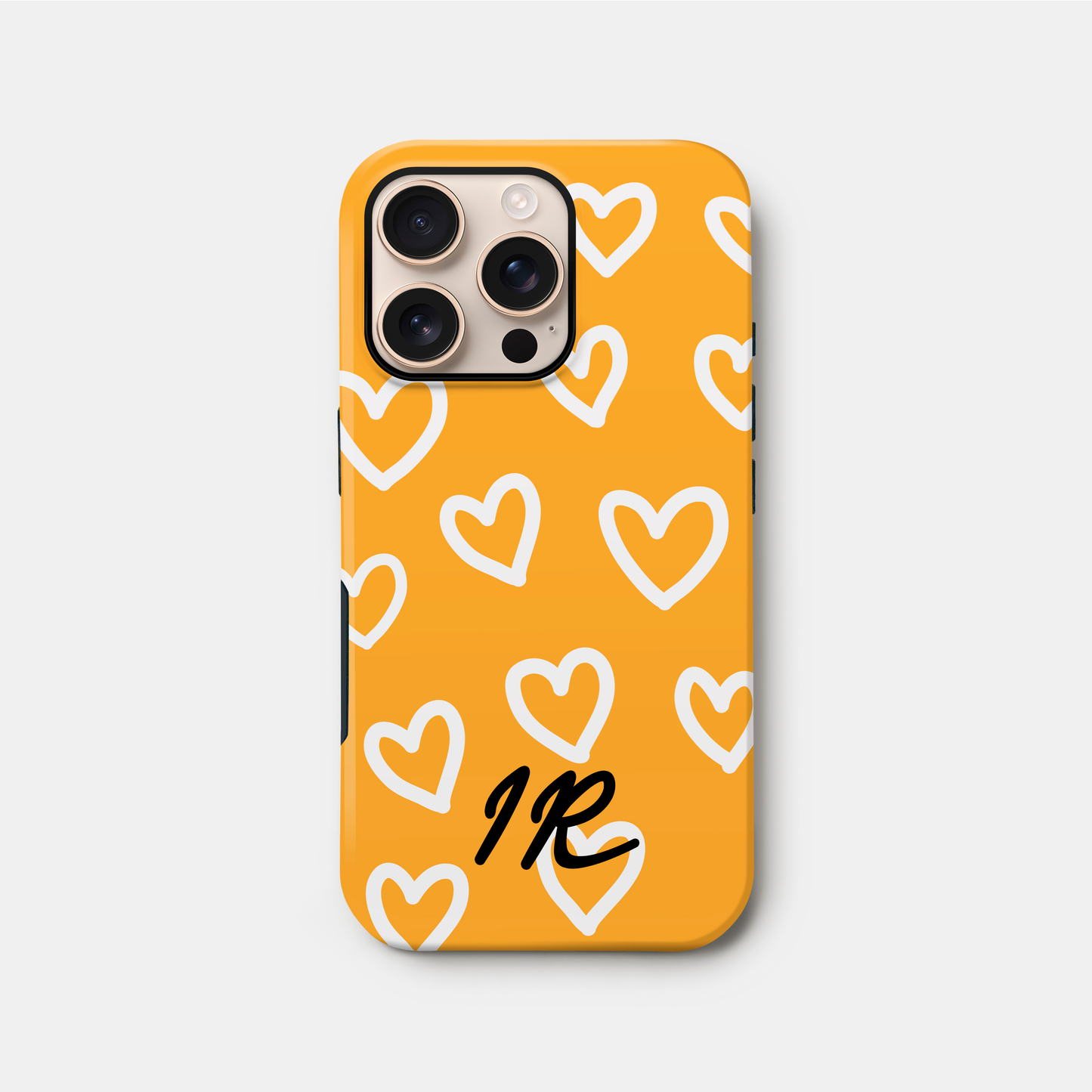 Personalised Yellow Heart Pattern Case iPhone 16 Phone Case