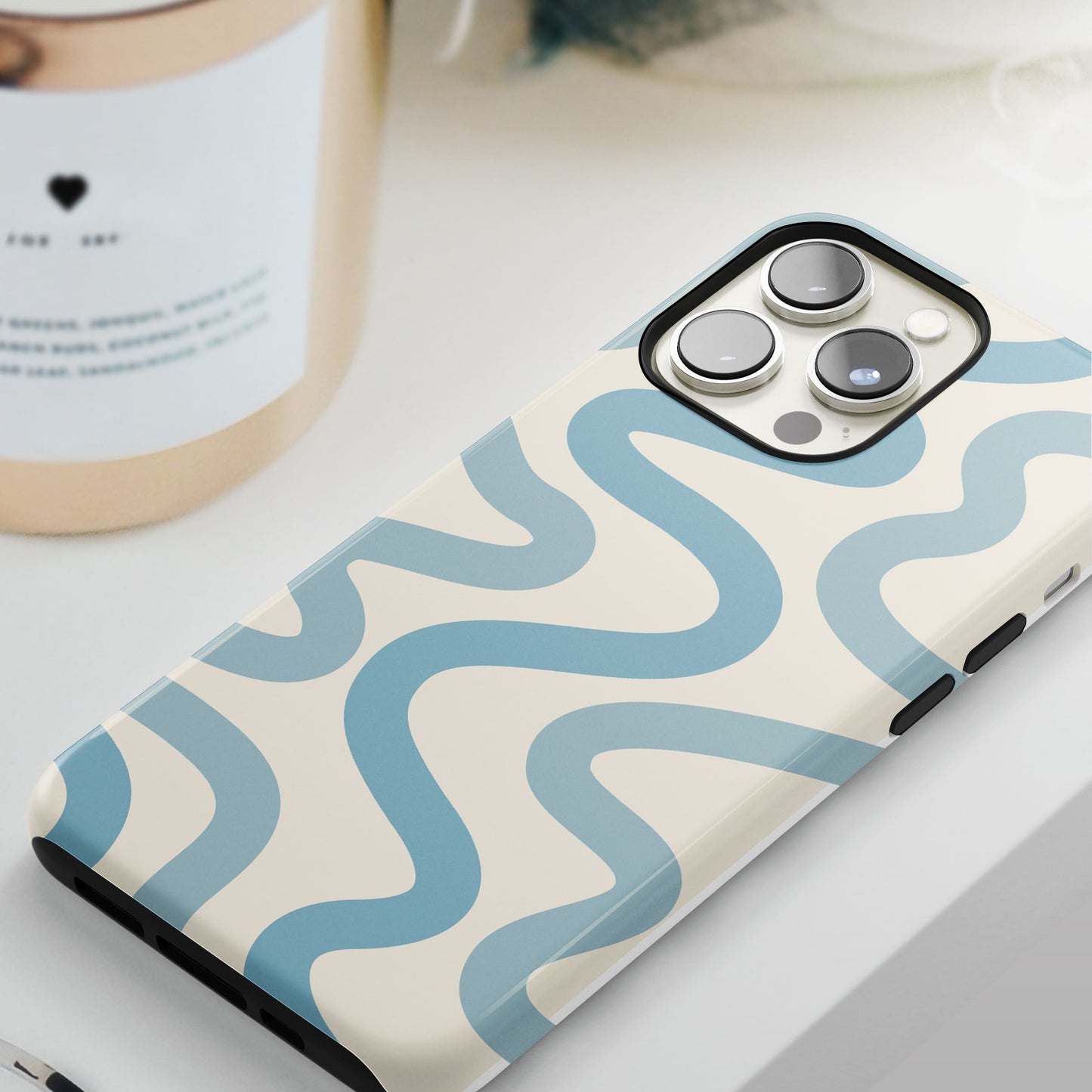 Light Blue Wavy Pattern Print Case Phone Case