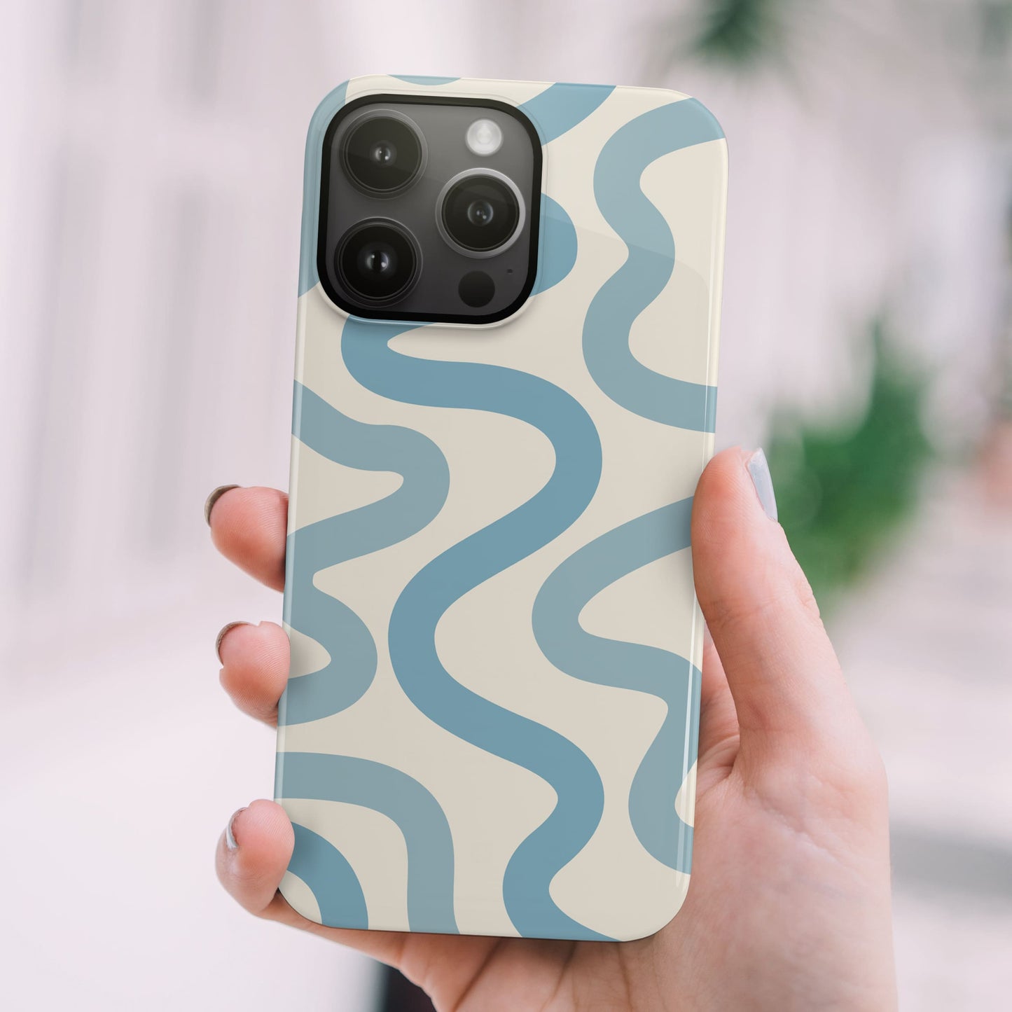 Light Blue Wavy Pattern Print Case Phone Case