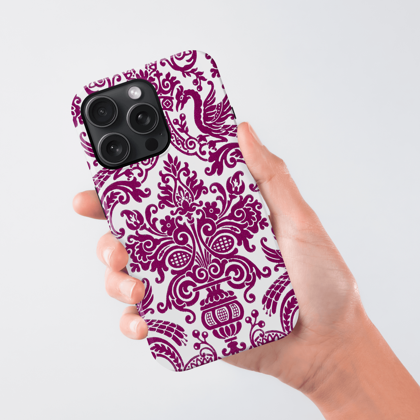 Personalised Burgundy Damask Floral Case Phone Case