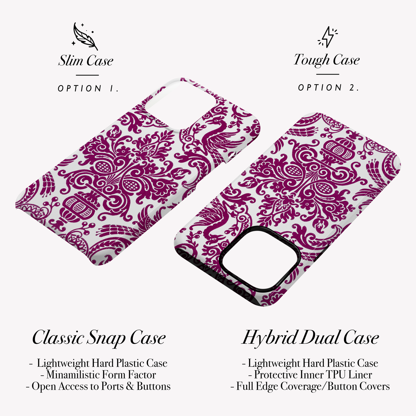 Personalised Burgundy Damask Floral Case Phone Case