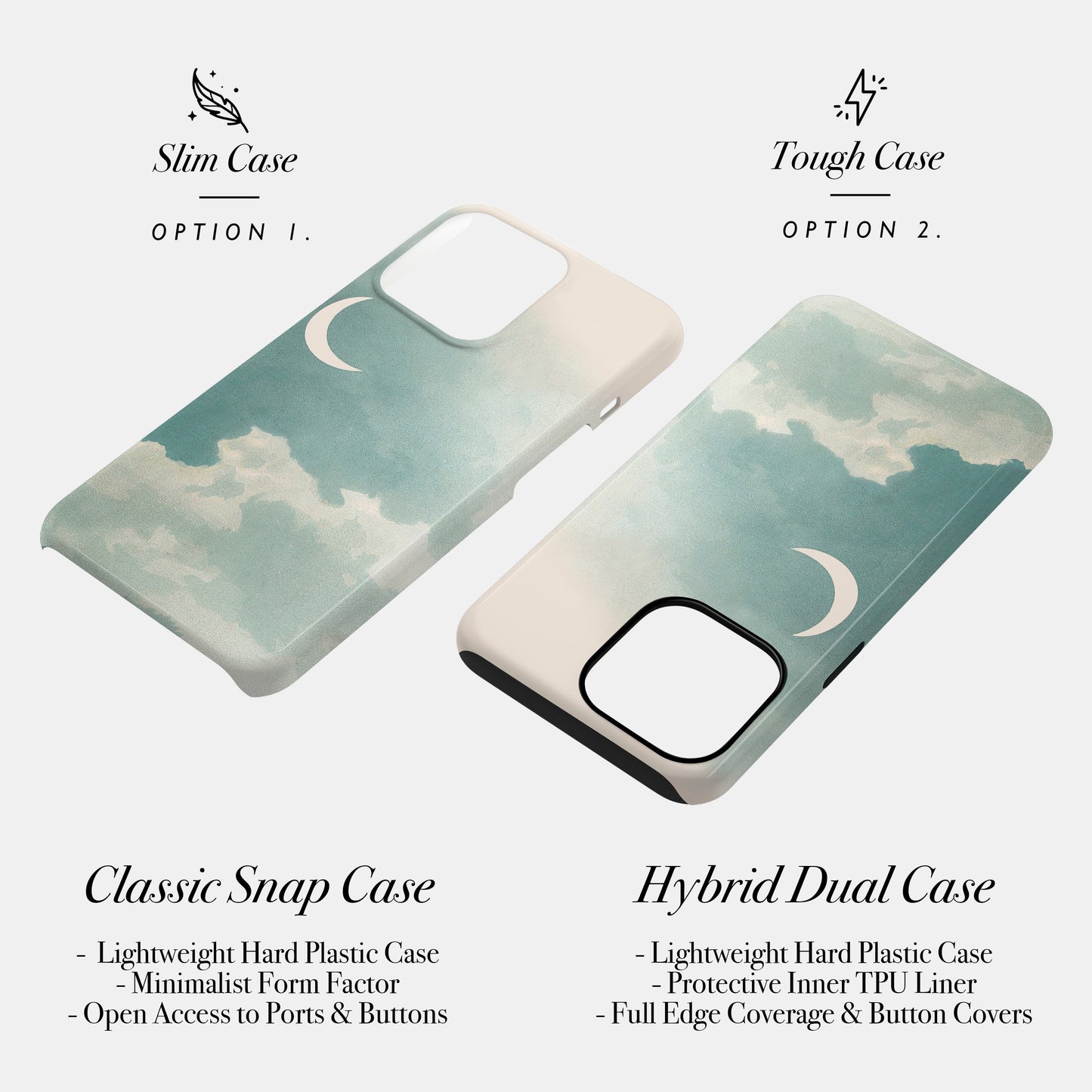Moon and Sky Vintage Print Personalised Case Phone Case