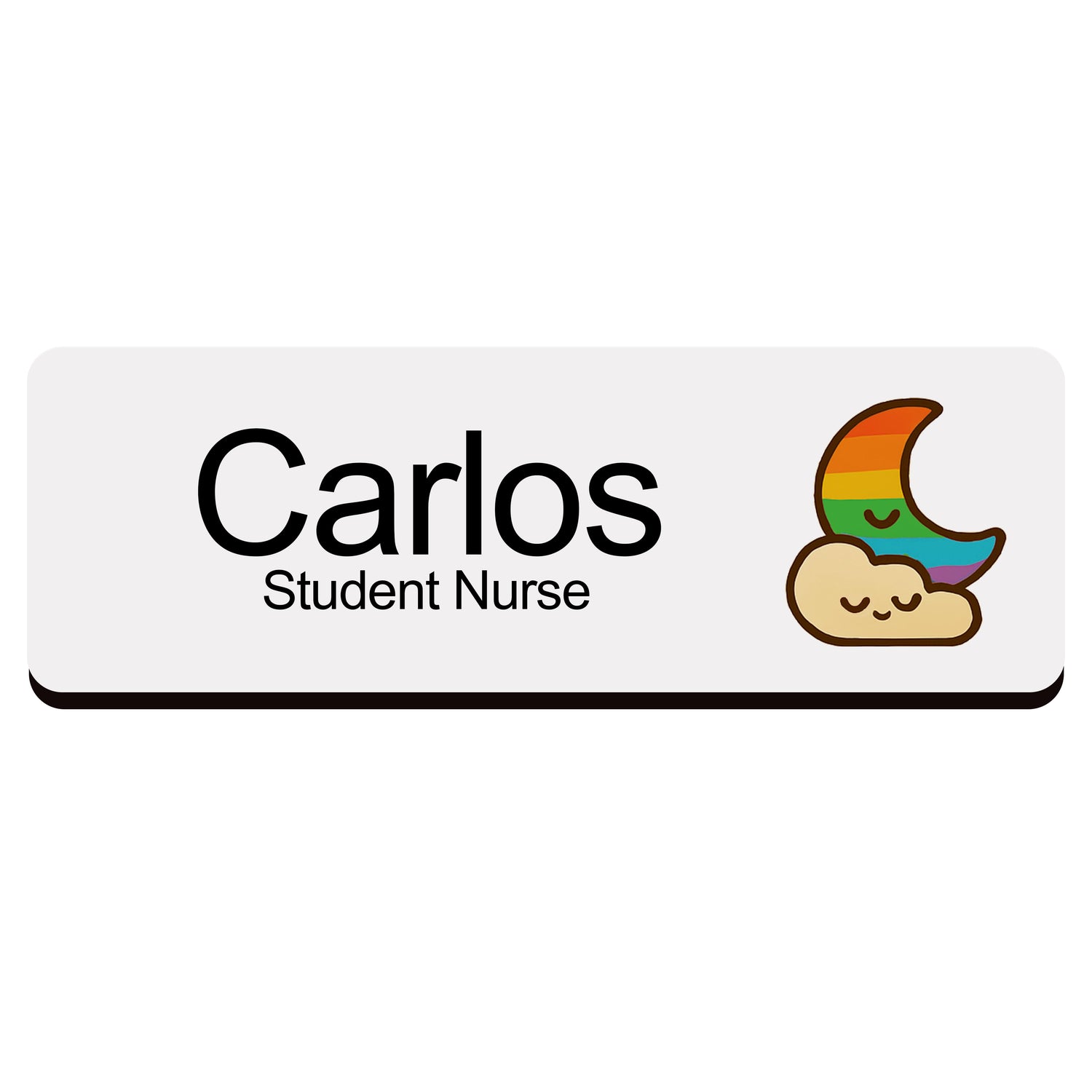 Custom Rainbow Name Badge Rainbow Moon and Cloud Name Badge