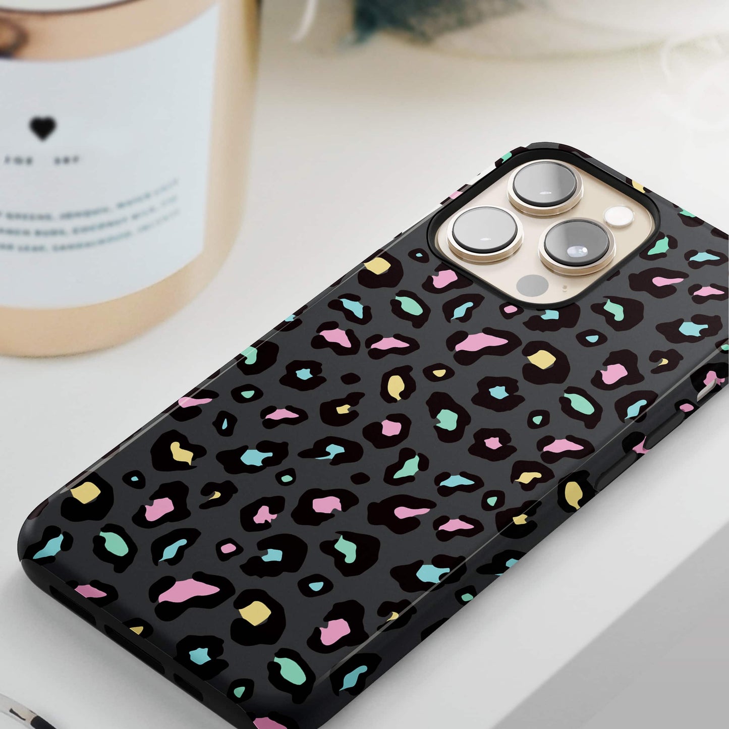 Rainbow Spot Pattern Grey Leopard Print Case Phone Case
