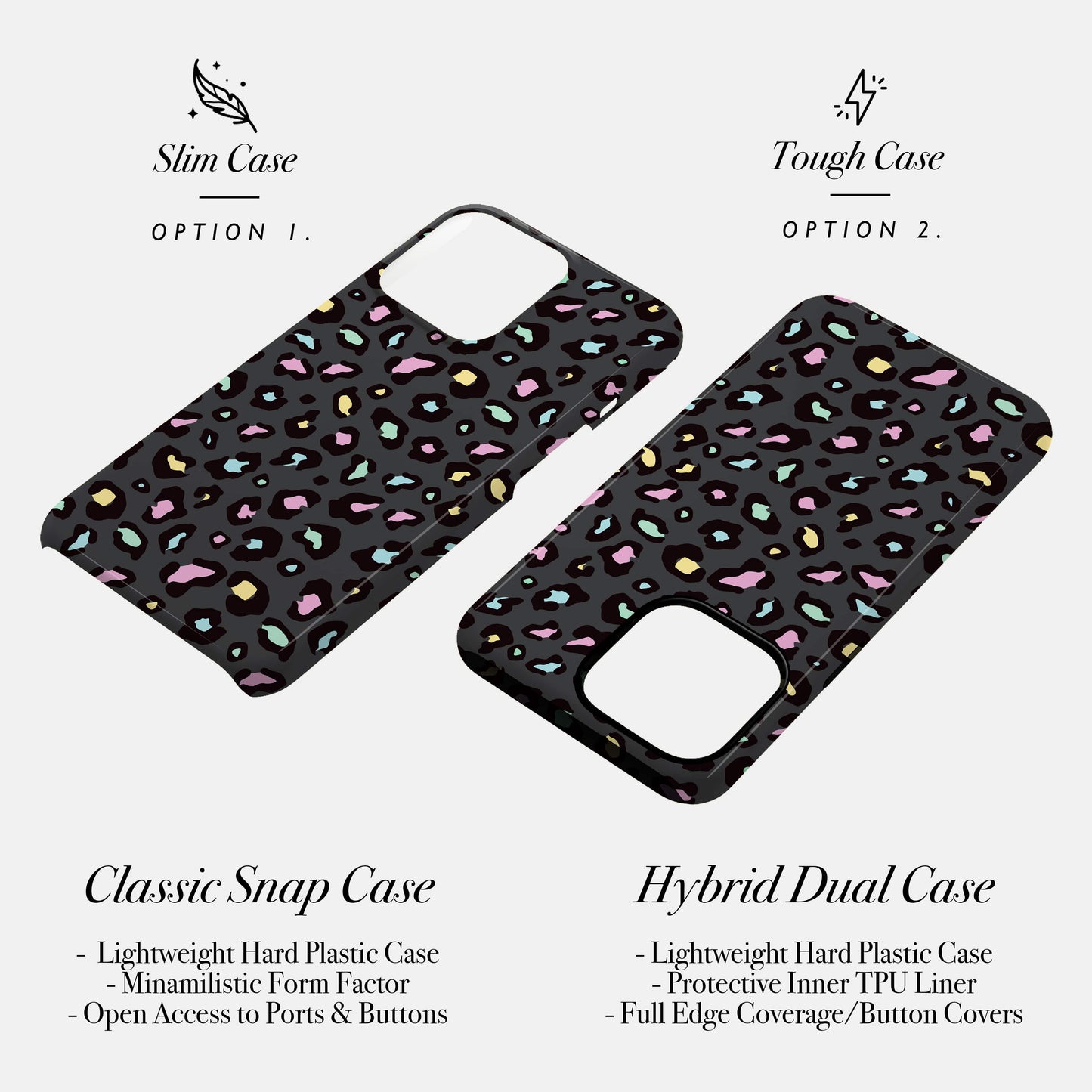 Rainbow Spot Pattern Grey Leopard Print Case Phone Case