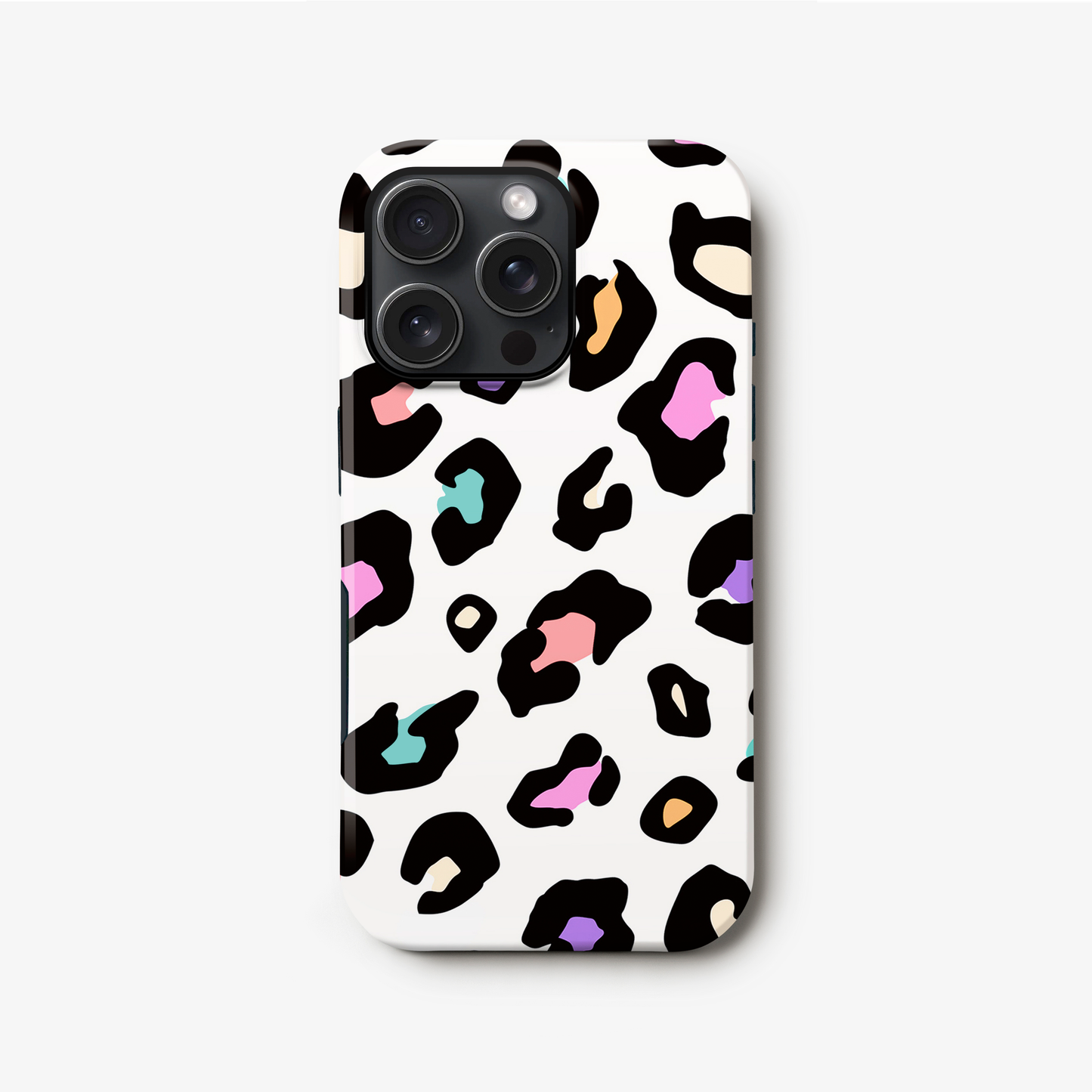 White Rainbow Leopard Skin Spots Case iPhone 16 Phone Case