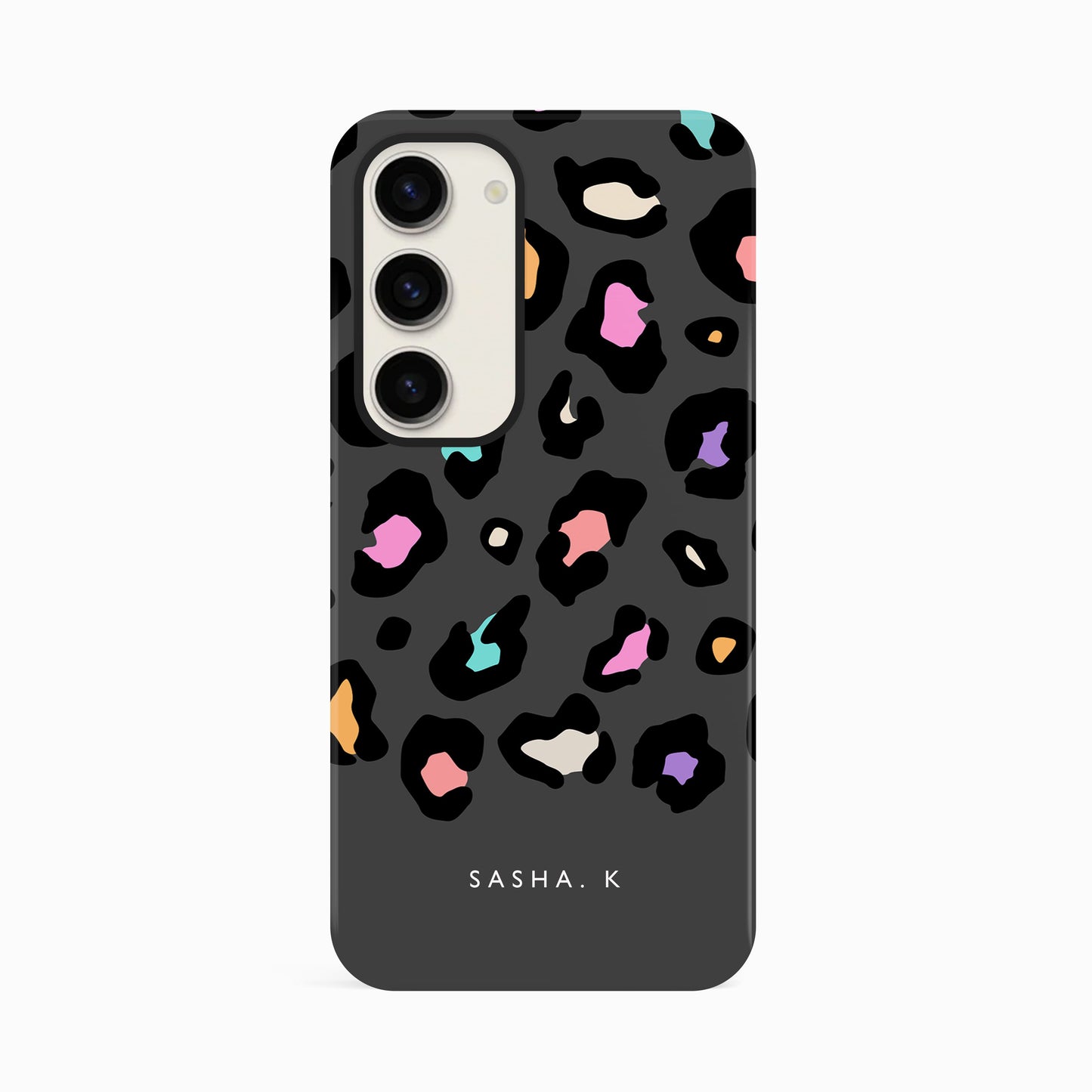 Rainbow Grey Leopard Spots Custom Name Case Phone Case