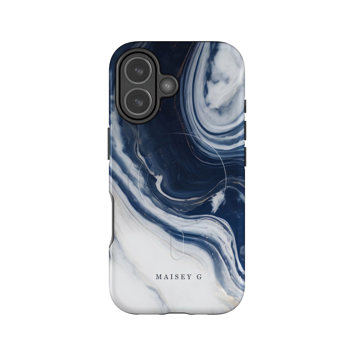 Navy Blue Marble Custom Magsafe Case iPhone 17 Phone Case