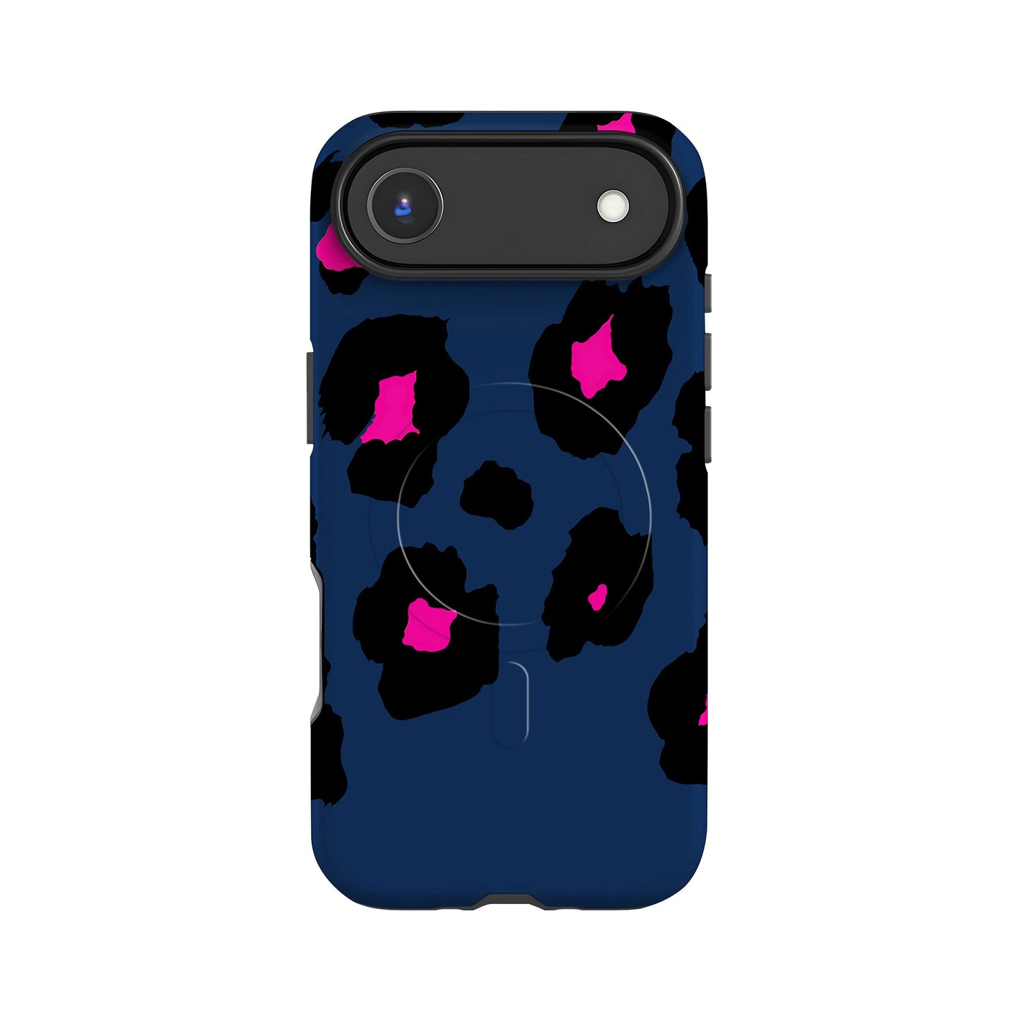 Navy Blue Pink Leopard Print Magsafe Case