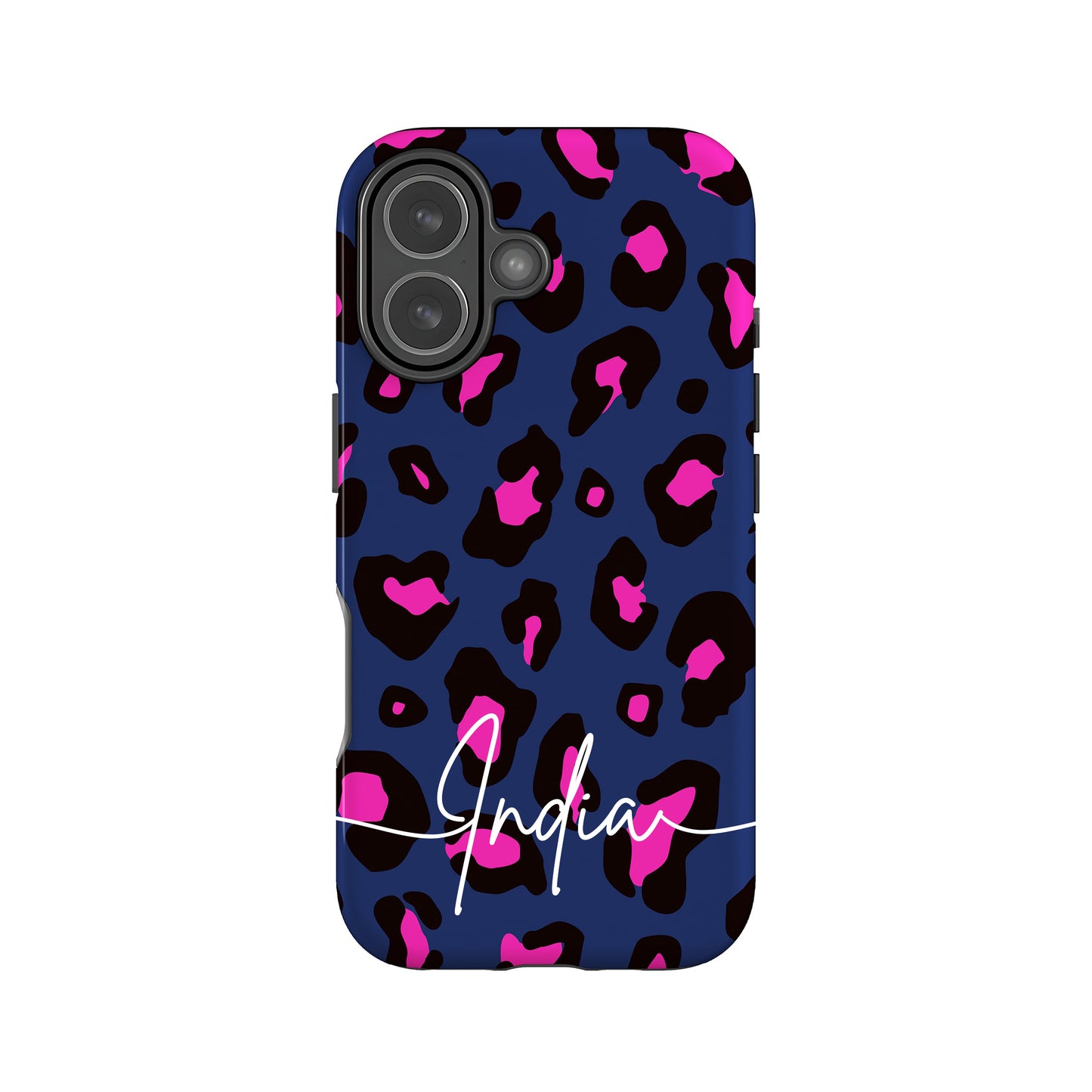 Custom Navy Blue Pink Leopard Print Case