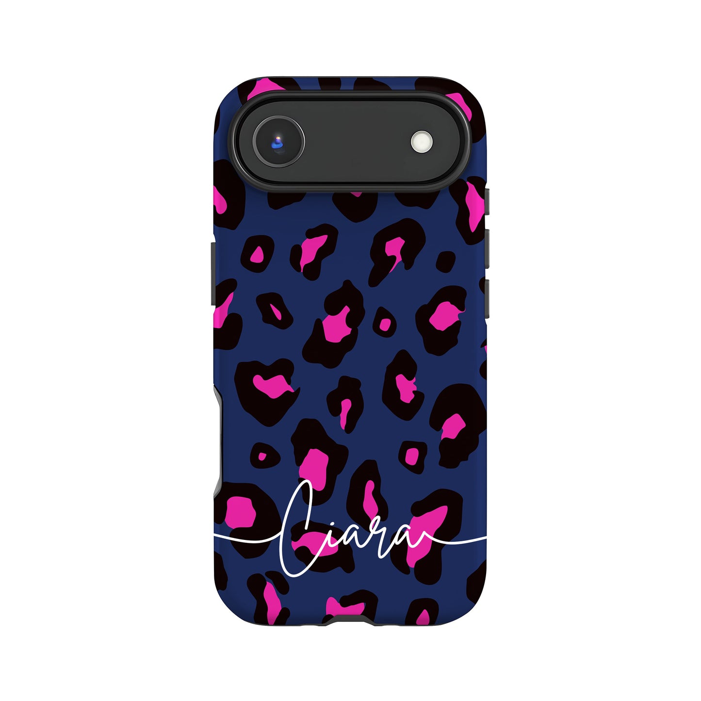 Custom Navy Blue Pink Leopard Print Case