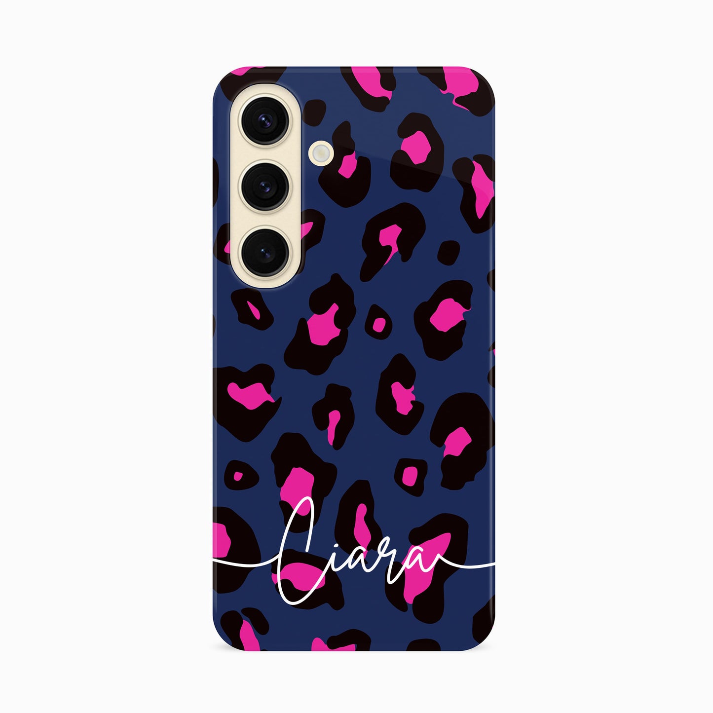 Custom Navy Blue Pink Leopard Print Case
