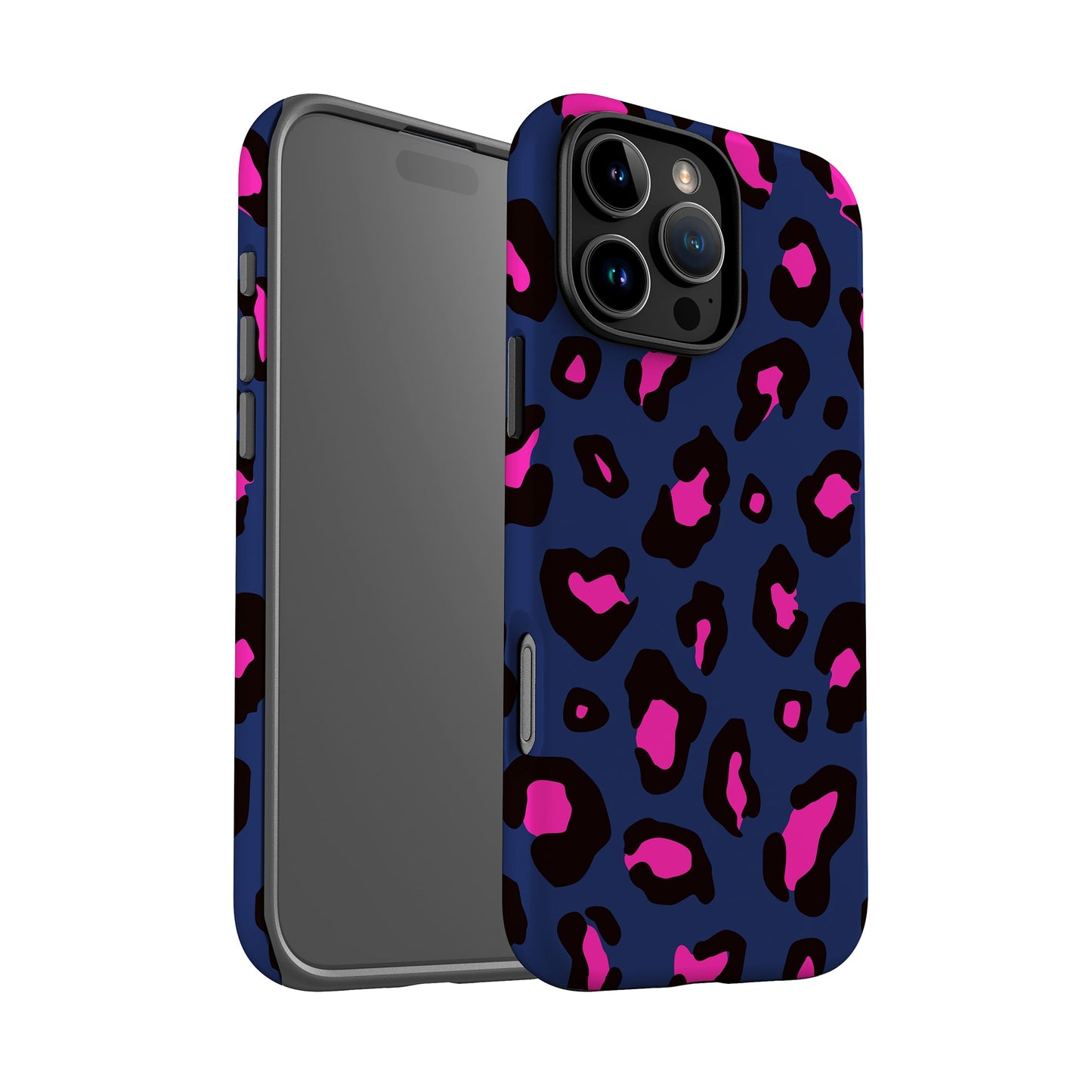 Custom Navy Blue Pink Leopard Print Case