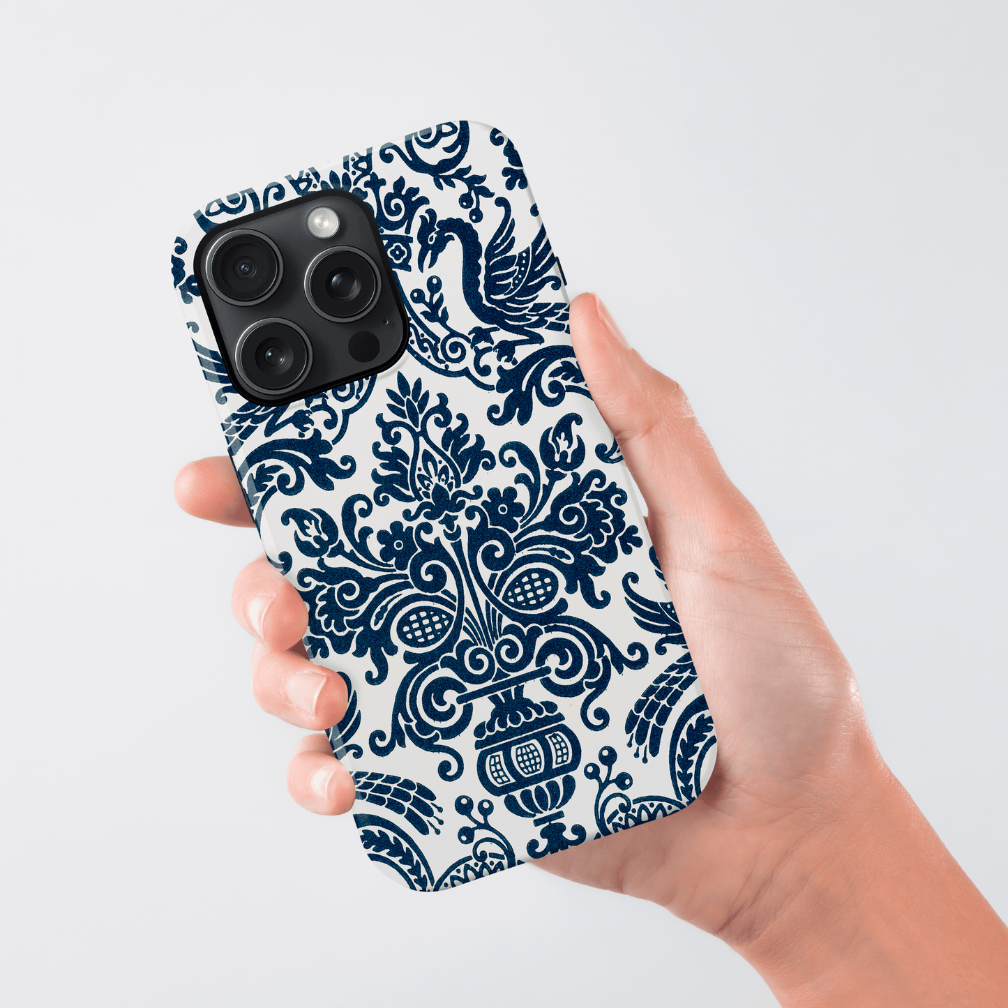 Personalised Navy Damask Floral Case Phone Case