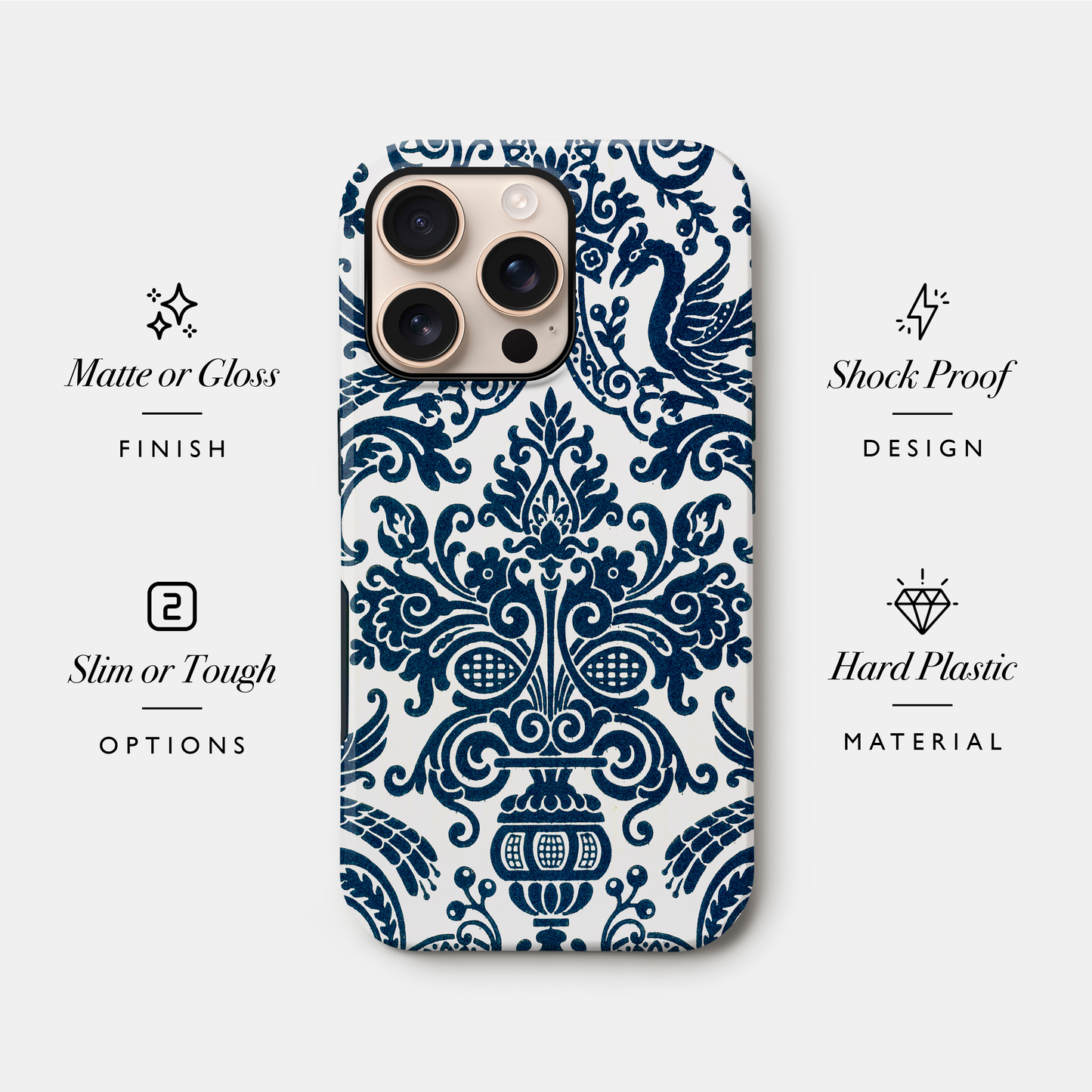 Damask Navy Blue Toile Pattern Case Phone Case